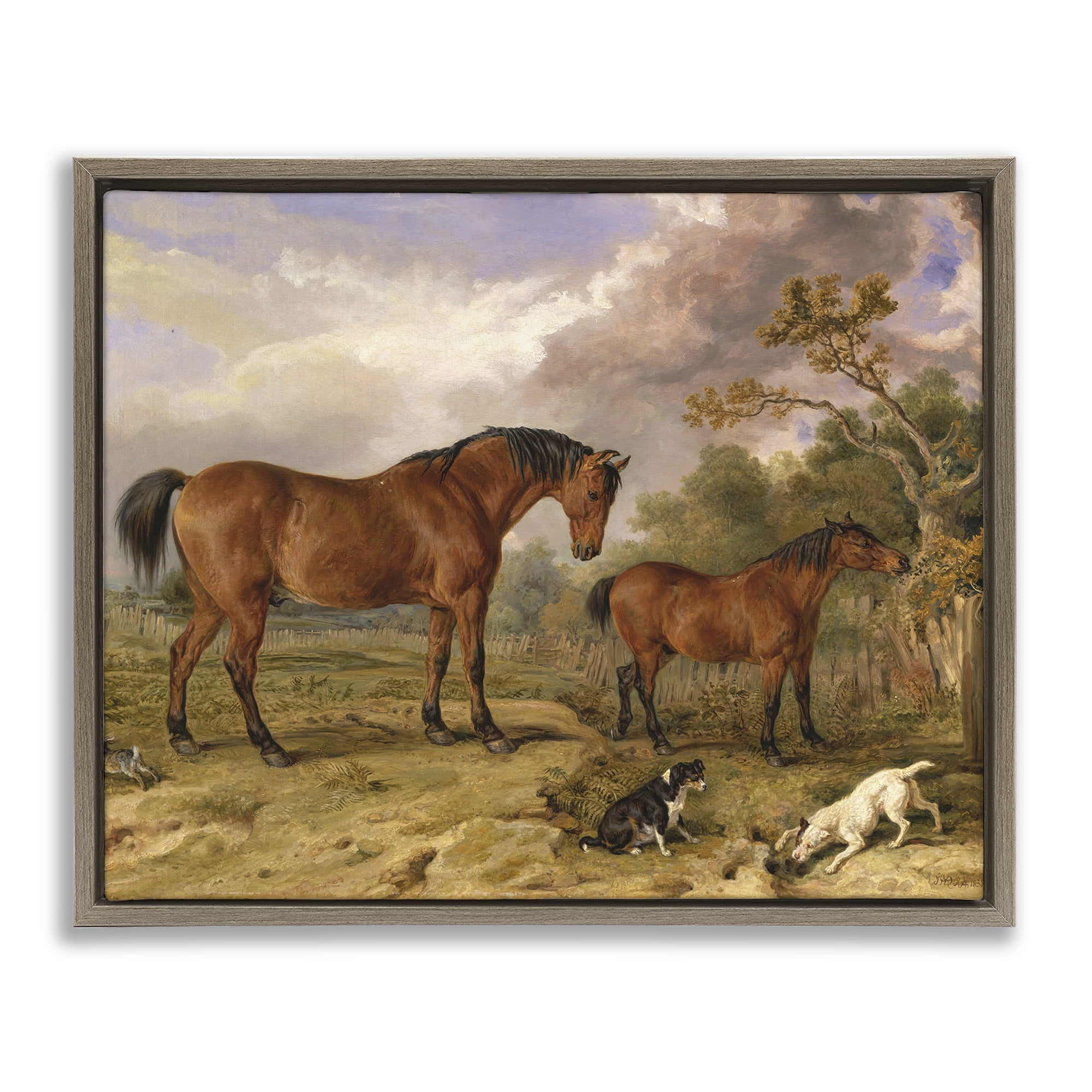 Stupell Industries Classic Portrait of Horses Brown Framed Floater Canvas Wall Art, design by Tina LeCour