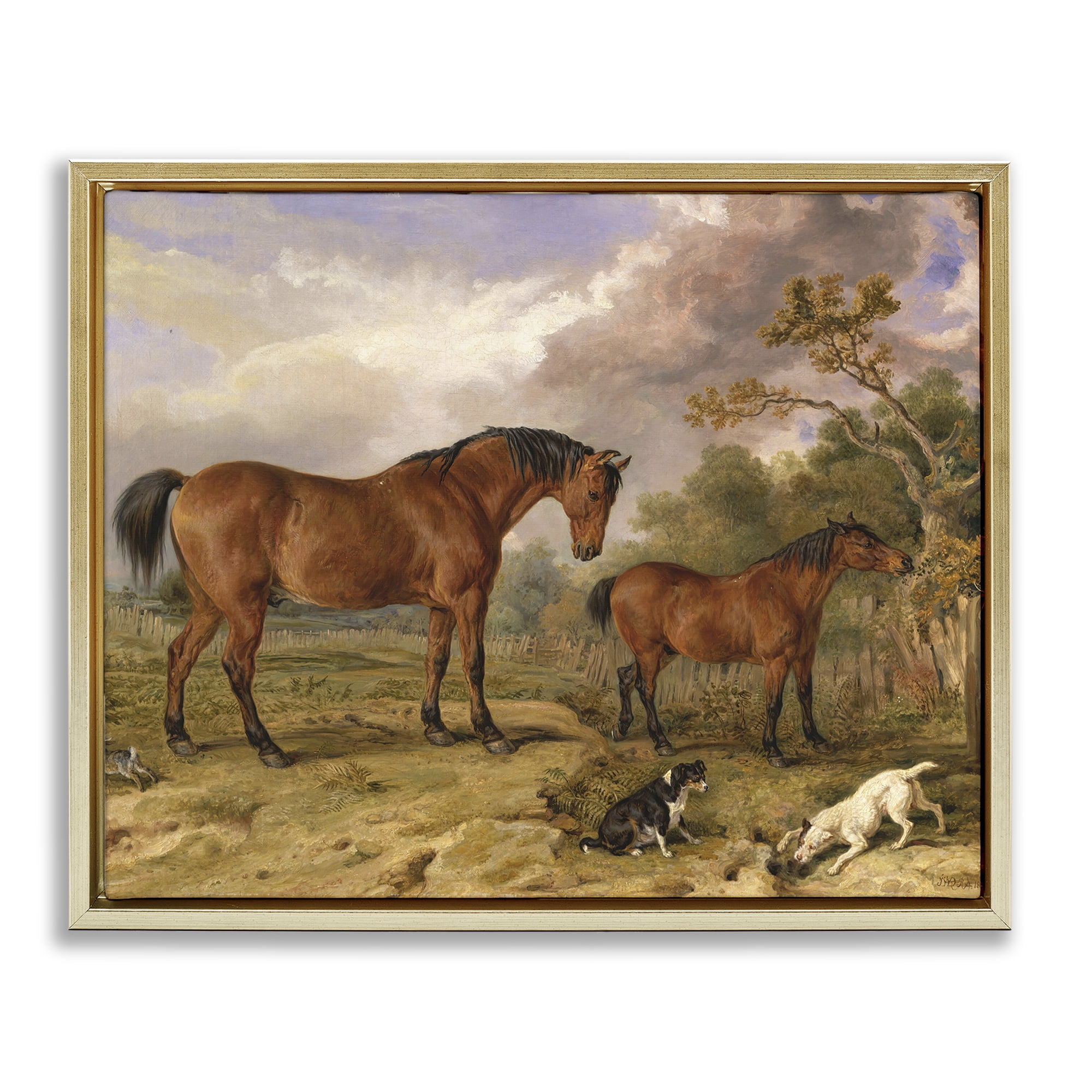 Stupell Industries Classic Portrait of Horses Gold Framed Floater Canvas Wall Art, design by Tina LeCour