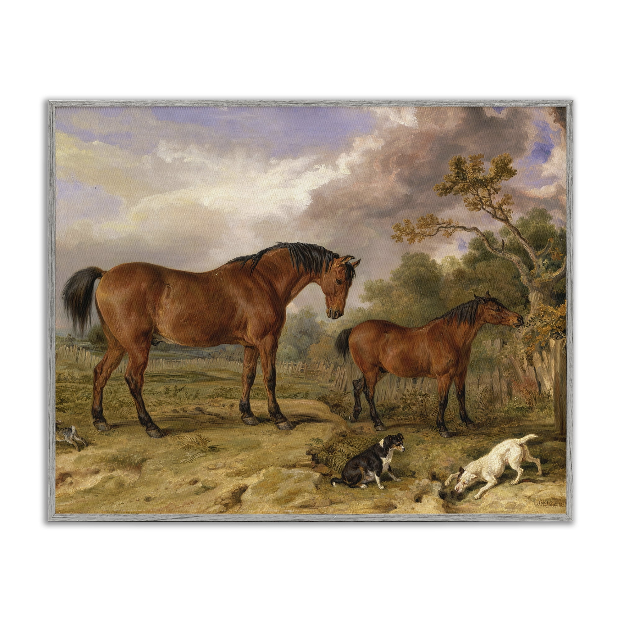 Stupell Industries Classic Portrait of Horses Gray Framed Giclee Art, design by Tina LeCour