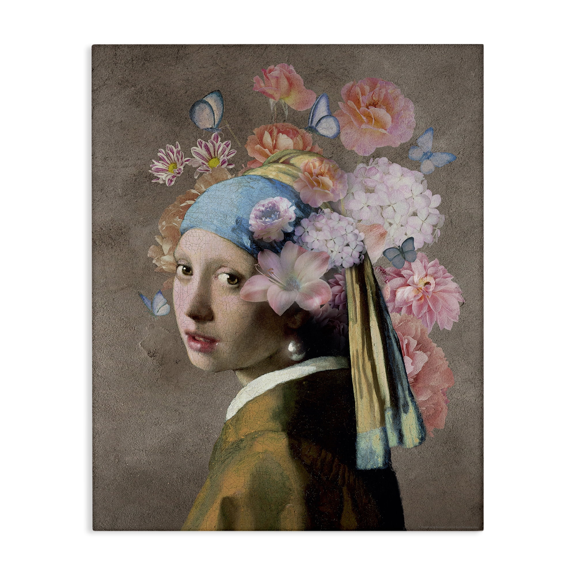 Stupell Industries Classic Portrait with Flowers Plants & Flowers Painting Wrapped Canvas Art Print Wall Art, 16 x 20