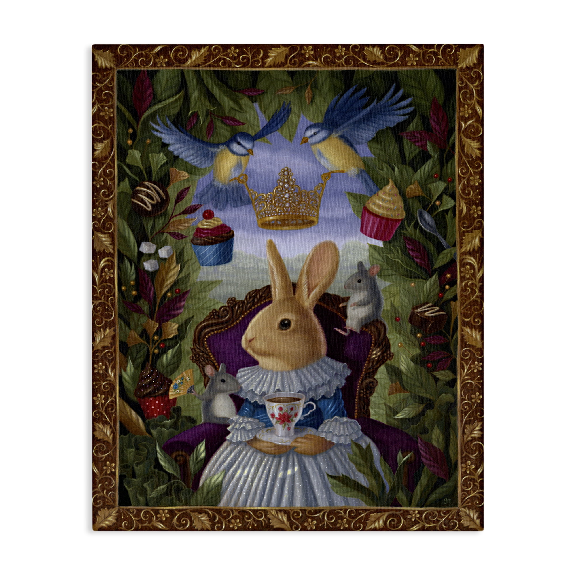 Stupell Industries Classic Rabbit Tea Party Landscape & Nature Painting Wrapped Canvas Art Print Wall Art, 16 x 20