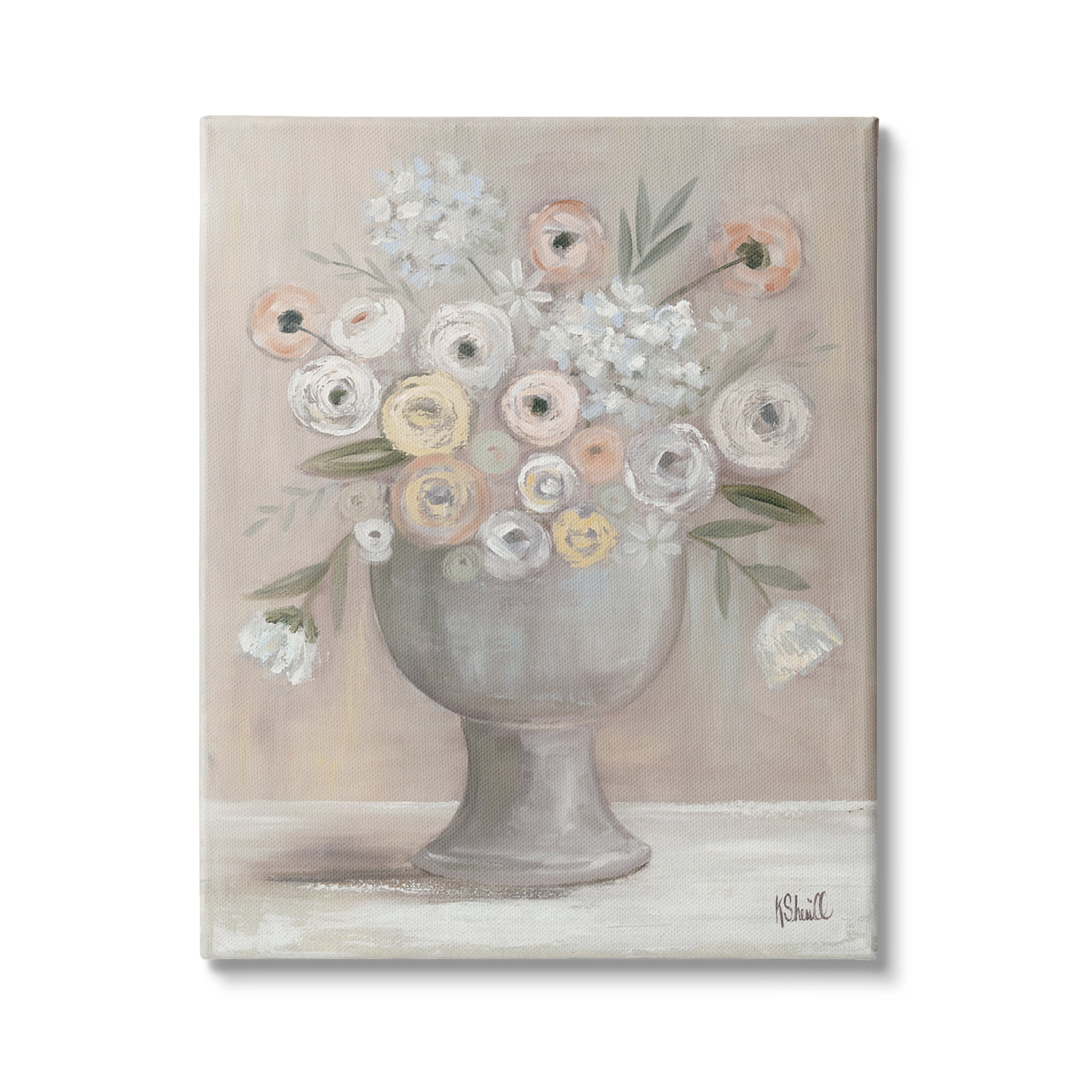 Classic Ranunculus Floral Bouquet Wrapped Canvas Wall Art, 16 x 20