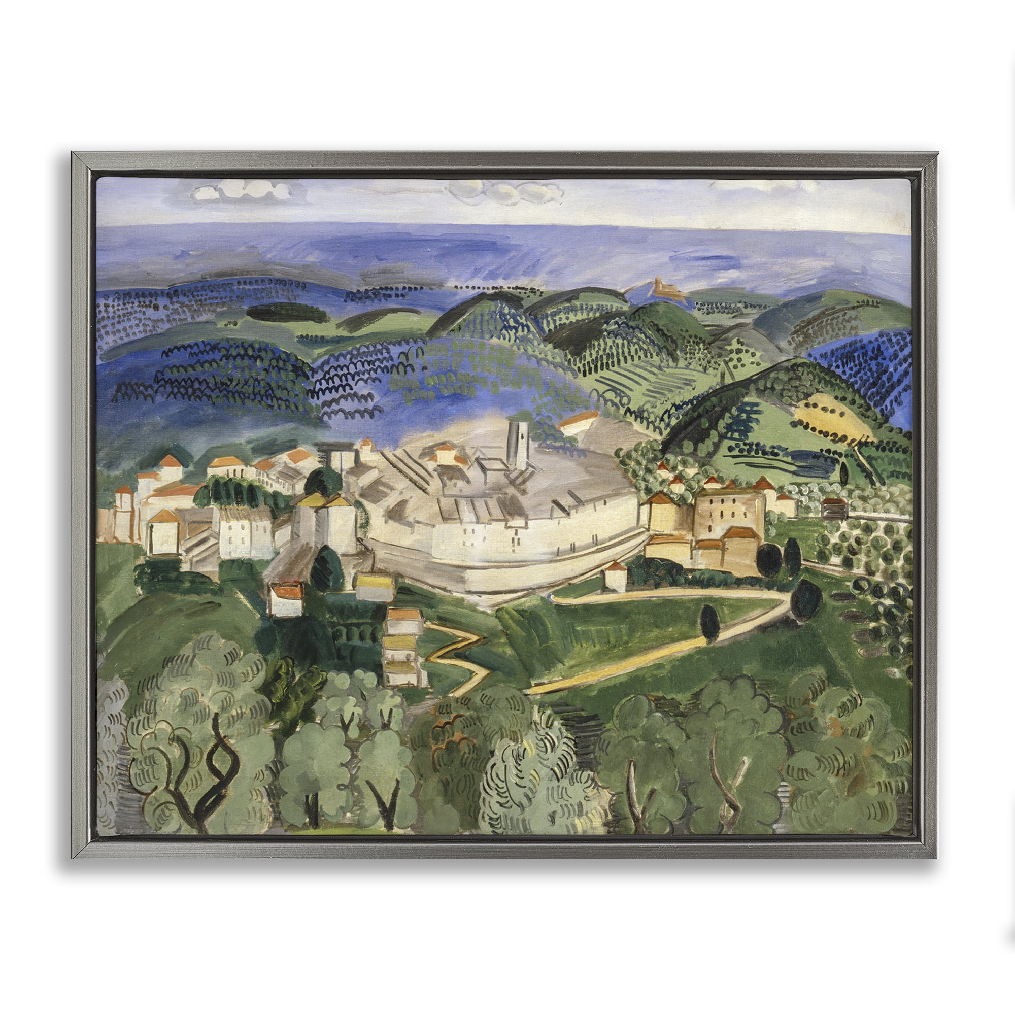 Stupell Industries Classic Raoul Dufy Landscape Landscape & Nature Painting Gray Floater Framed Canvas Art Print Wall Art, 21 x 17