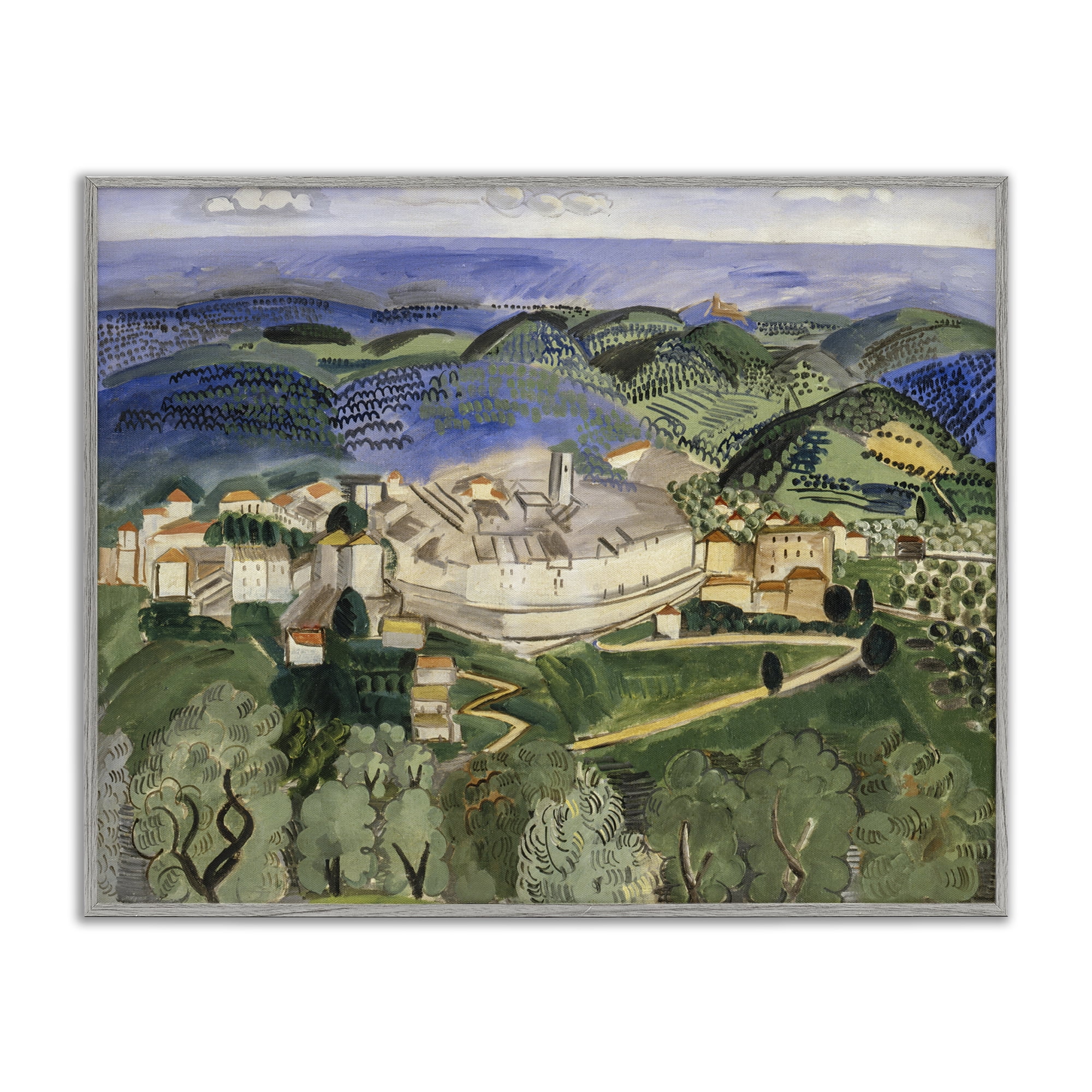 Stupell Industries Classic Raoul Dufy Landscape Landscape & Nature Painting Gray Framed Art Print Wall Art, 20 x 16