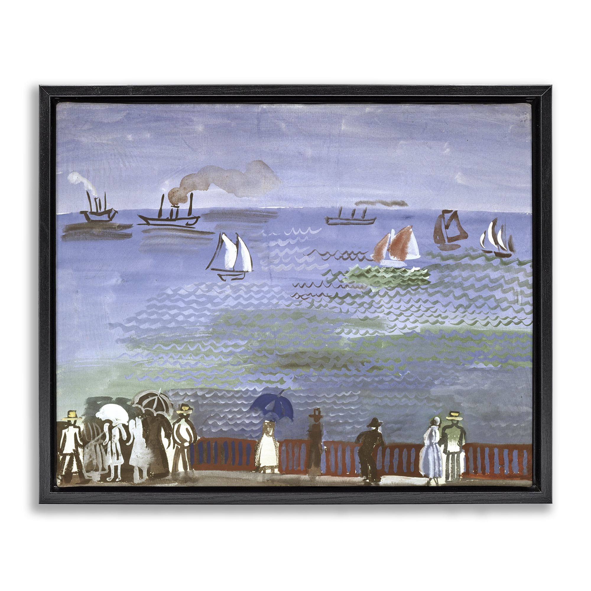 Stupell Industries Classic Raoul Dufy Nautical Scene Landscape & Nature Painting Black Floater Framed Canvas Art Print Wall Art, 31 x 25