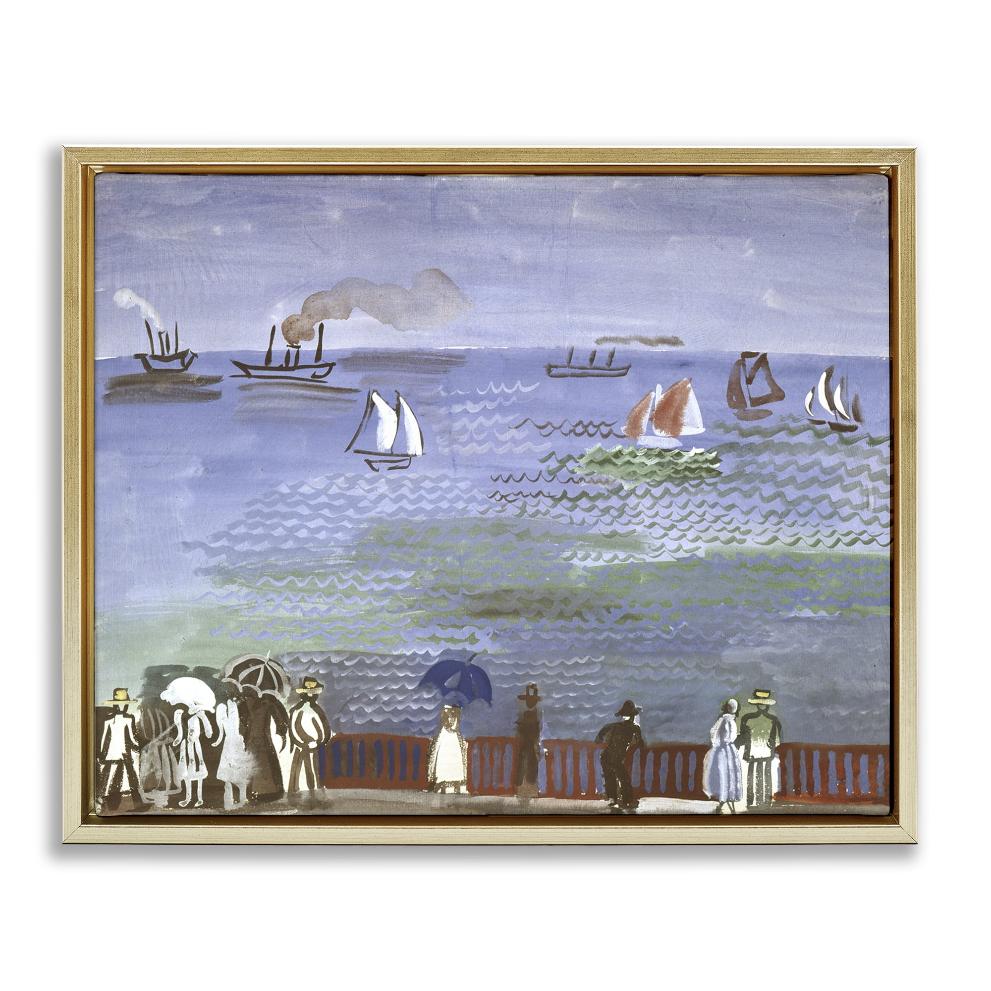 Stupell Industries Classic Raoul Dufy Nautical Scene Landscape & Nature Painting Gold Floater Framed Canvas Art Print Wall Art, 31 x 25
