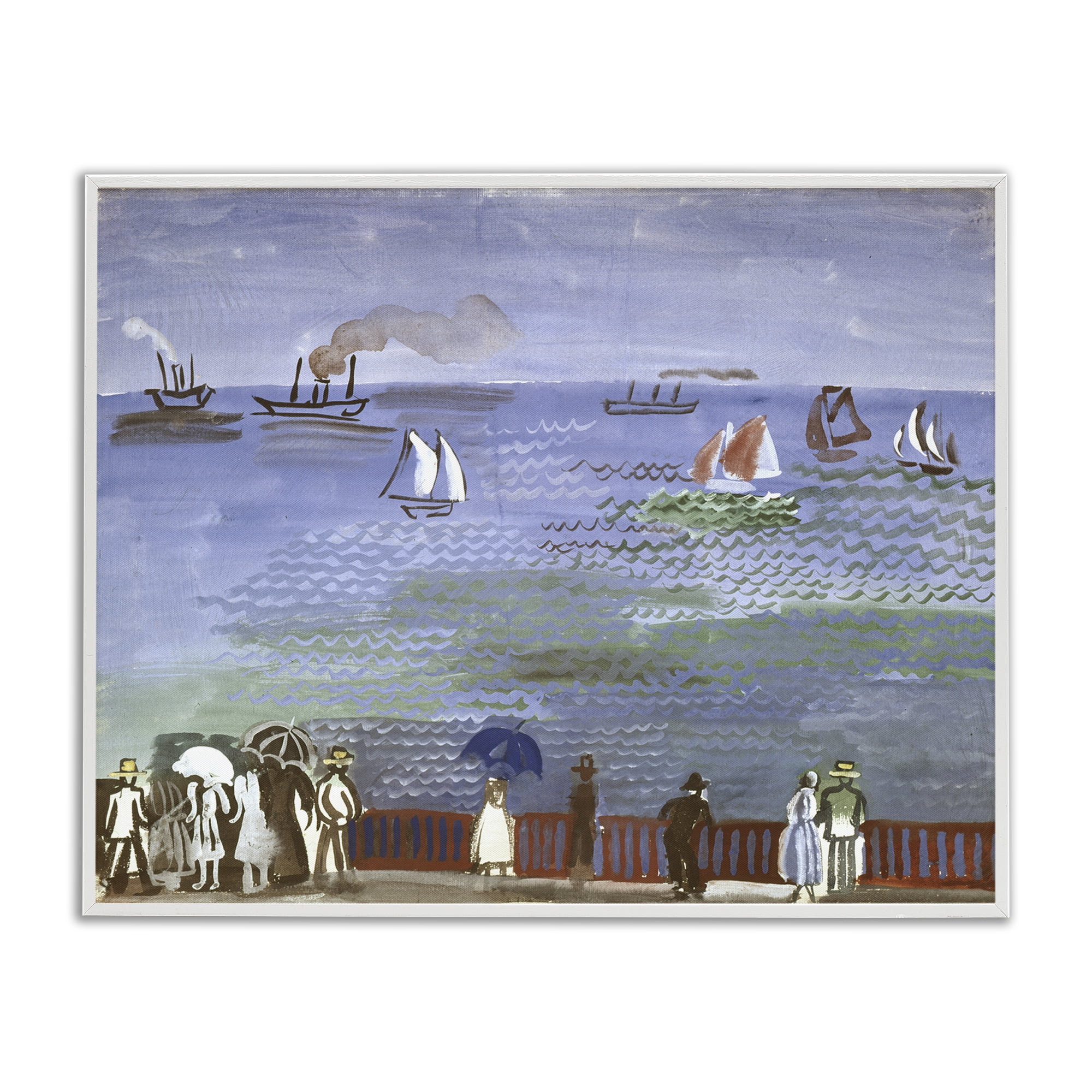 Stupell Industries Classic Raoul Dufy Nautical Scene Landscape & Nature Painting White Framed Art Print Wall Art, 20 x 16