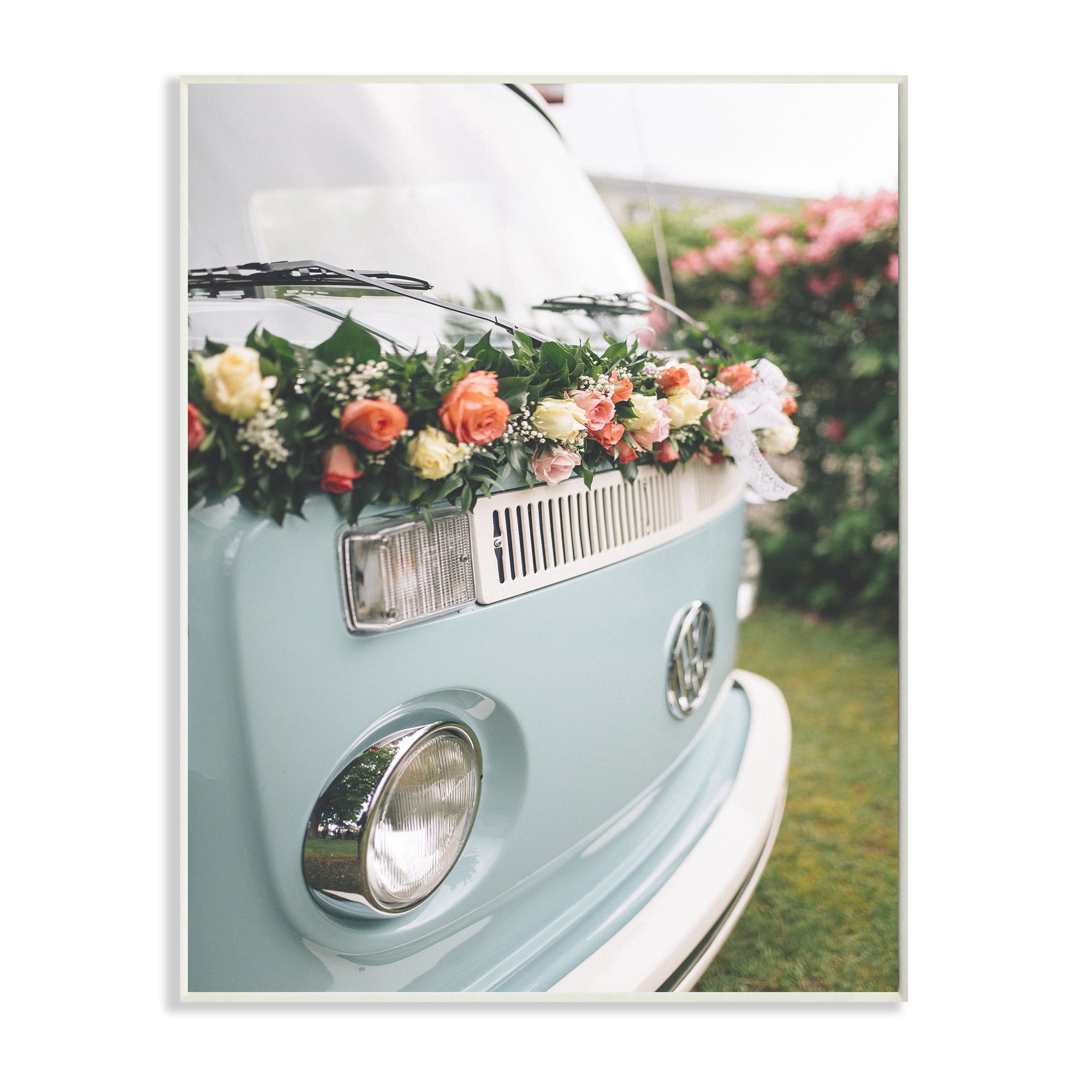 Stupell Industries Classic Retro Blue Van Spring Rose Florals Transportation Painting Unframed Art Print Wall Art, 10 x 15