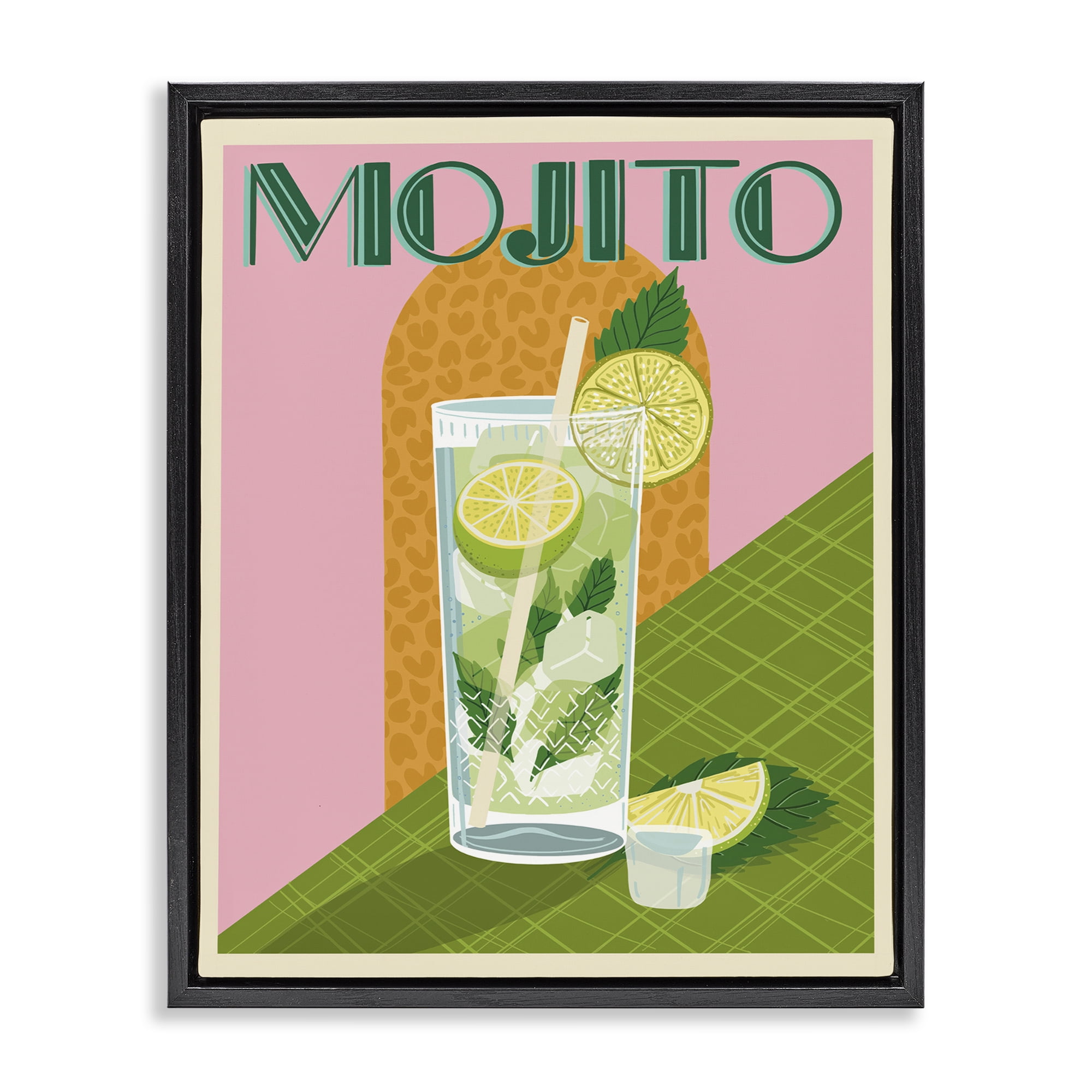 Stupell Industries Classic Retro Mojito Food & Beverage Painting Black Floater Framed Canvas Art Print Wall Art, 25 x 31