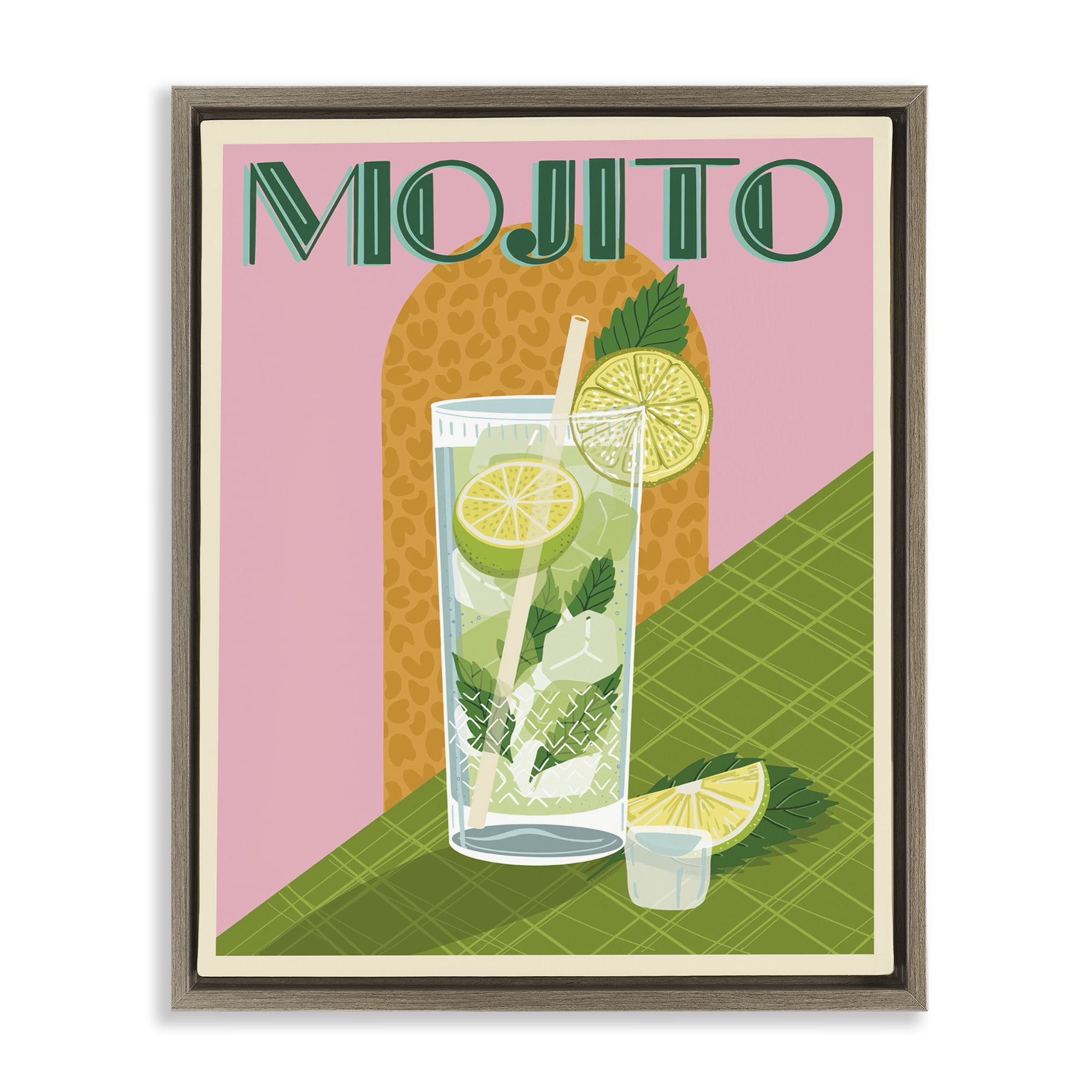 Stupell Industries Classic Retro Mojito Food & Beverage Painting Brown Floater Framed Canvas Art Print Wall Art, 17 x 21