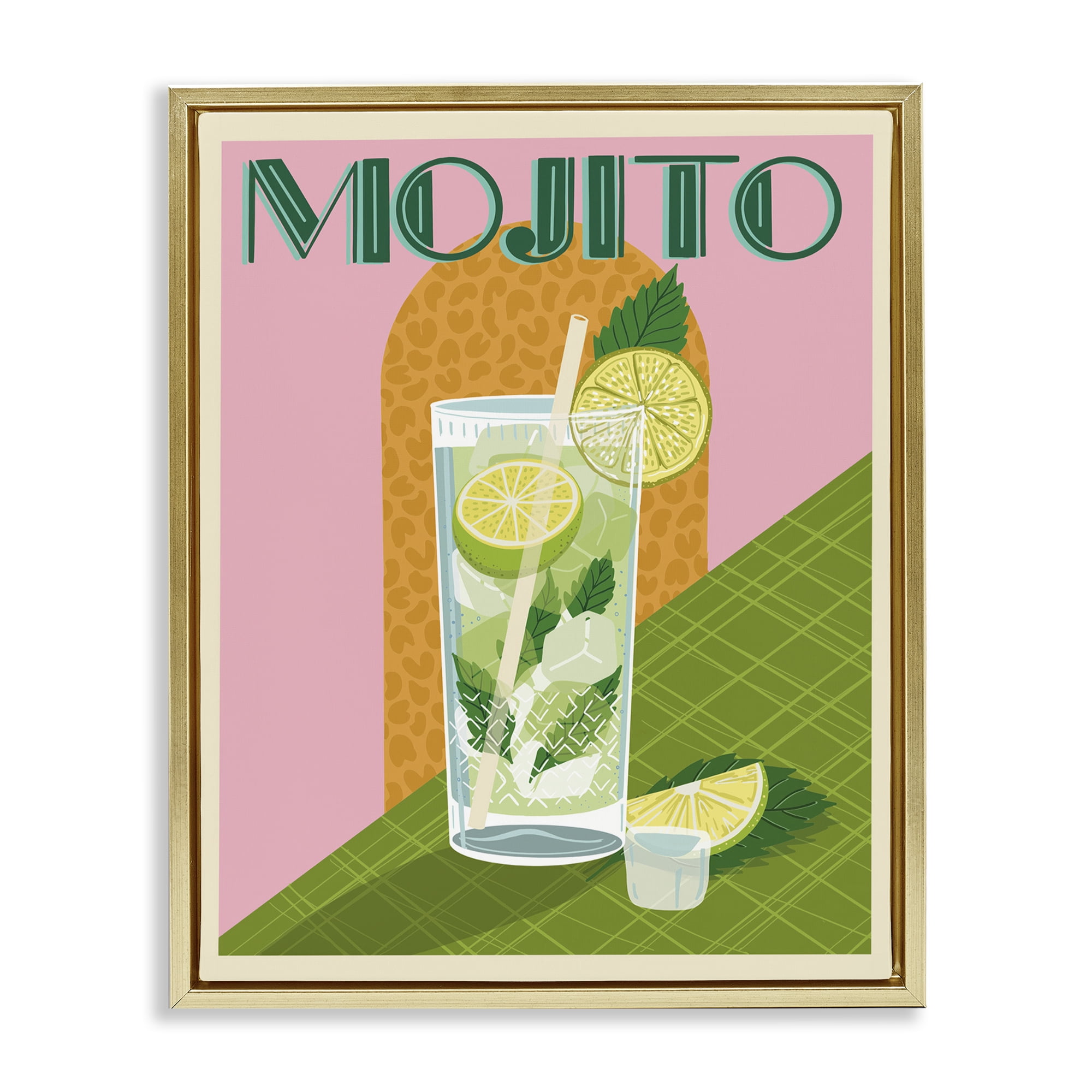 Stupell Industries Classic Retro Mojito Food & Beverage Painting Gold Floater Framed Canvas Art Print Wall Art, 17 x 21