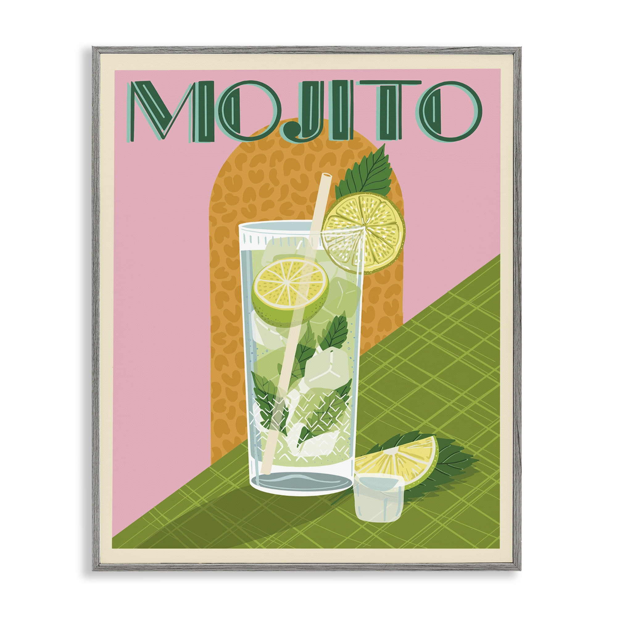Stupell Industries Classic Retro Mojito Food & Beverage Painting Gray Framed Art Print Wall Art, 11 x 14