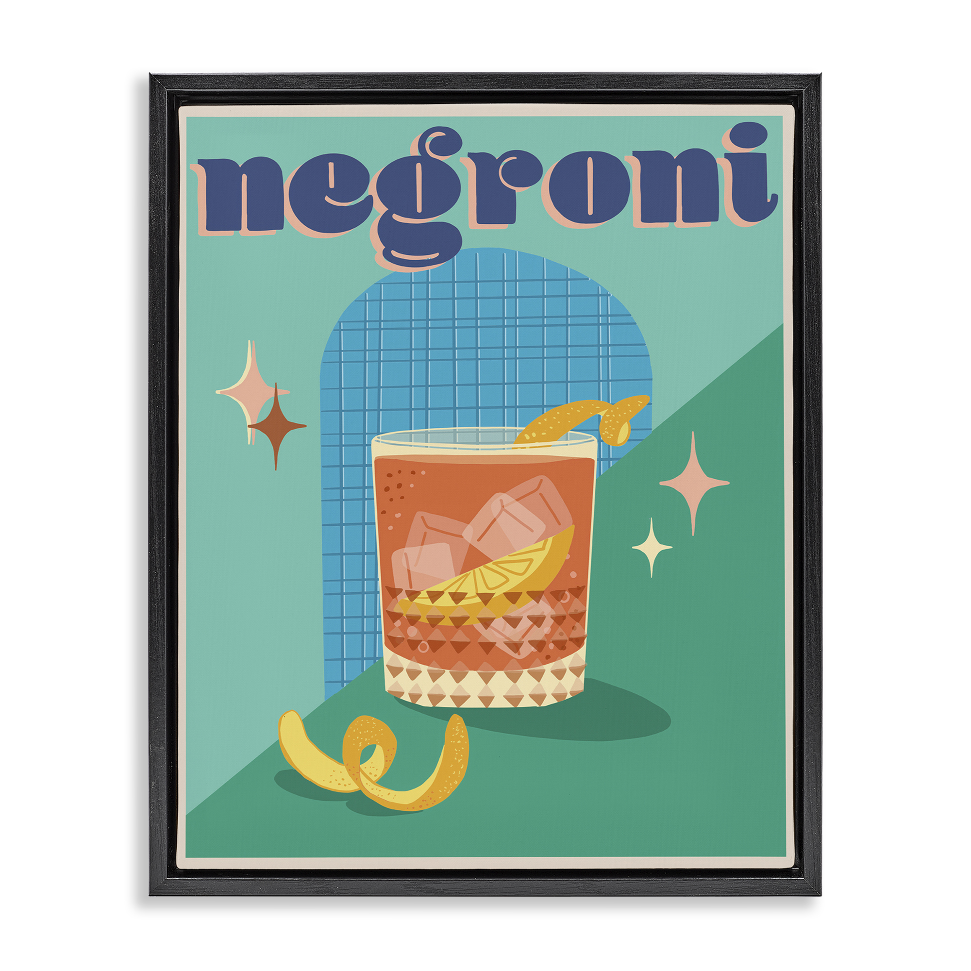 Stupell Industries Classic Retro Negroni Food & Beverage Painting Black Floater Framed Canvas Art Print Wall Art, 25 x 31