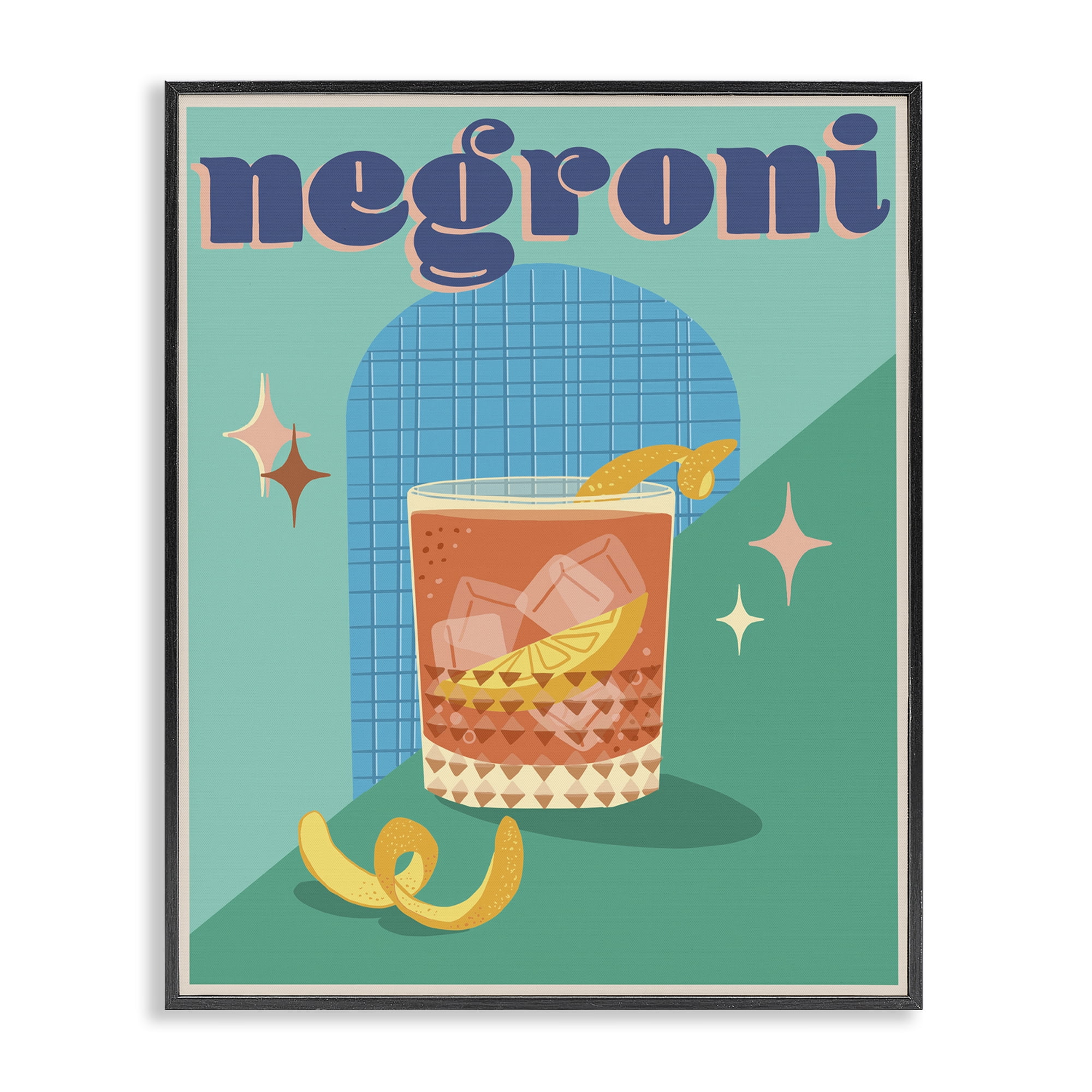 Stupell Industries Classic Retro Negroni Food & Beverage Painting Black Framed Art Print Wall Art, 24 x 30