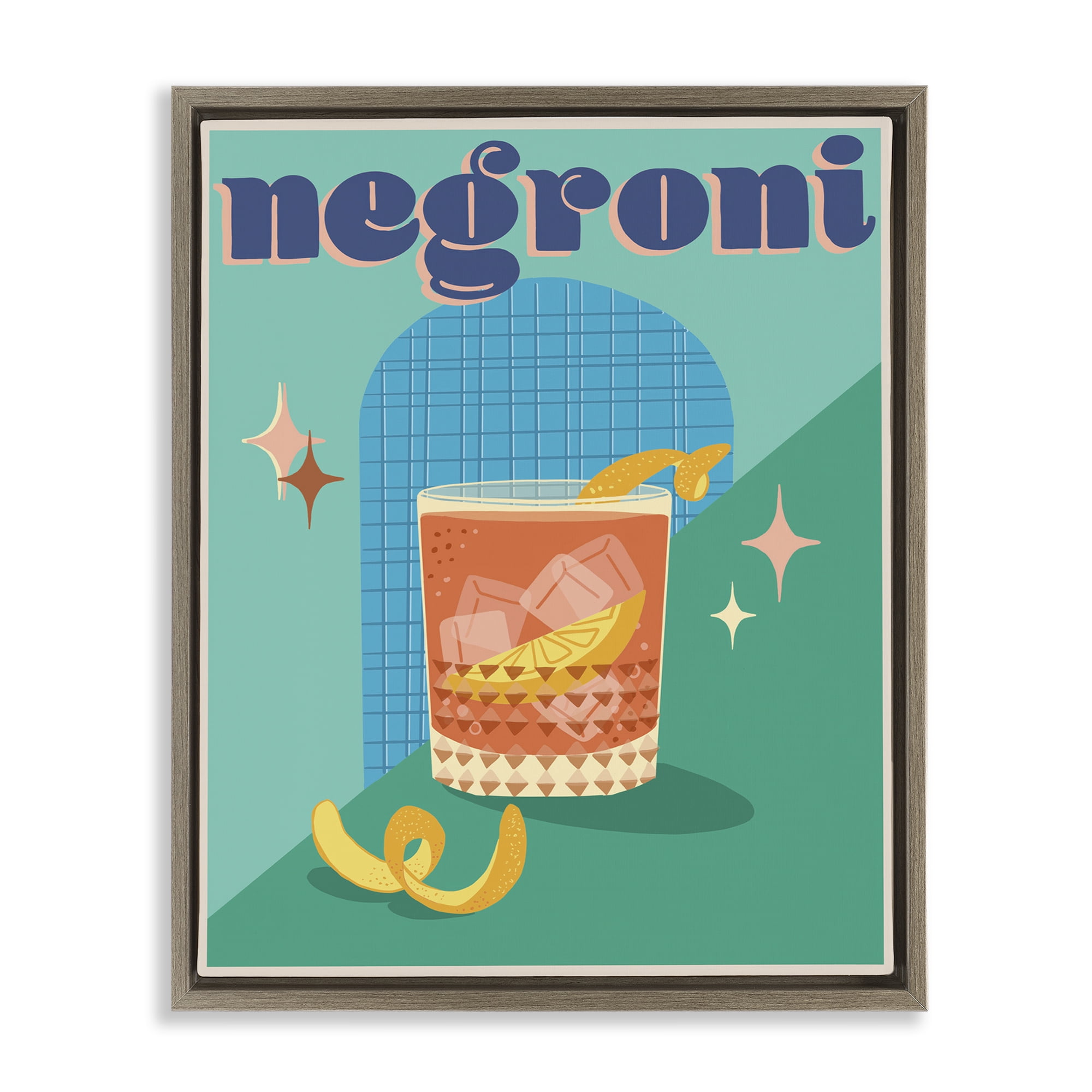 Stupell Industries Classic Retro Negroni Food & Beverage Painting Brown Floater Framed Canvas Art Print Wall Art, 17 x 21