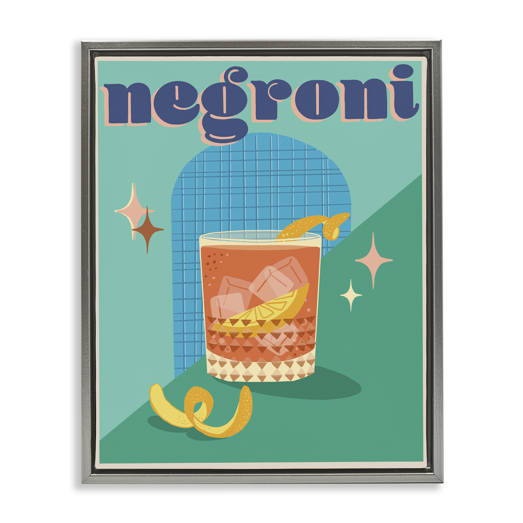 Stupell Industries Classic Retro Negroni Food & Beverage Painting Gray Floater Framed Canvas Art Print Wall Art, 25 x 31