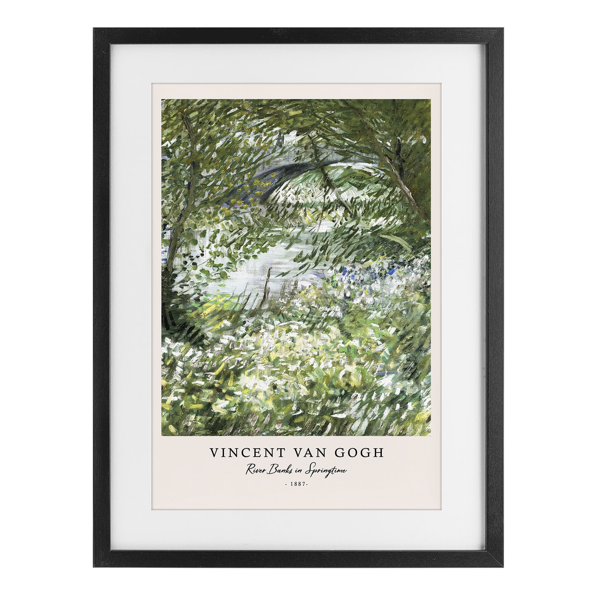 Stupell Industries Classic River Banks At Springtime Black Framed Print Under Glass, design by Vintage Hustle