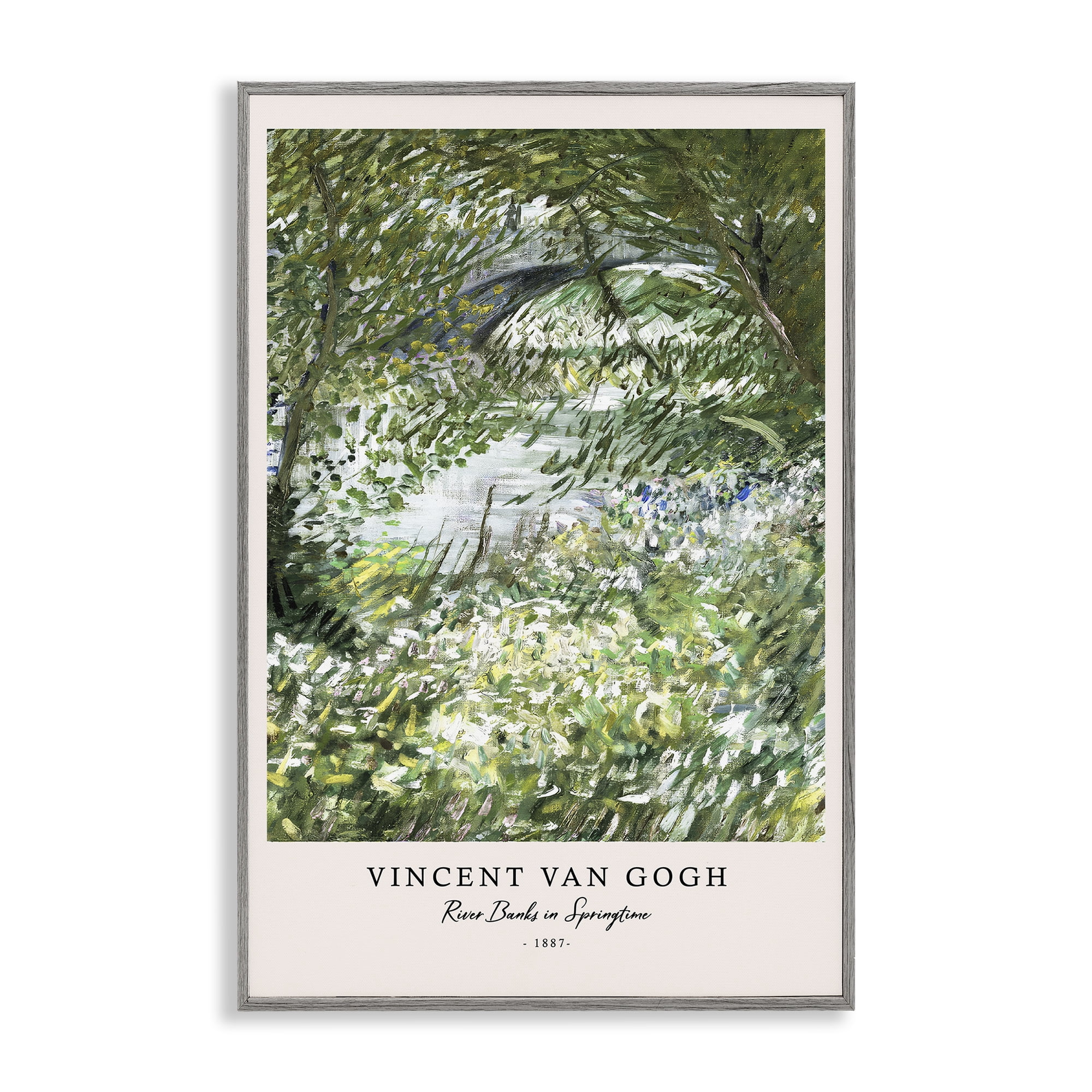 Stupell Industries Classic River Banks At Springtime Gray Framed Giclee Art, design by Vintage Hustle