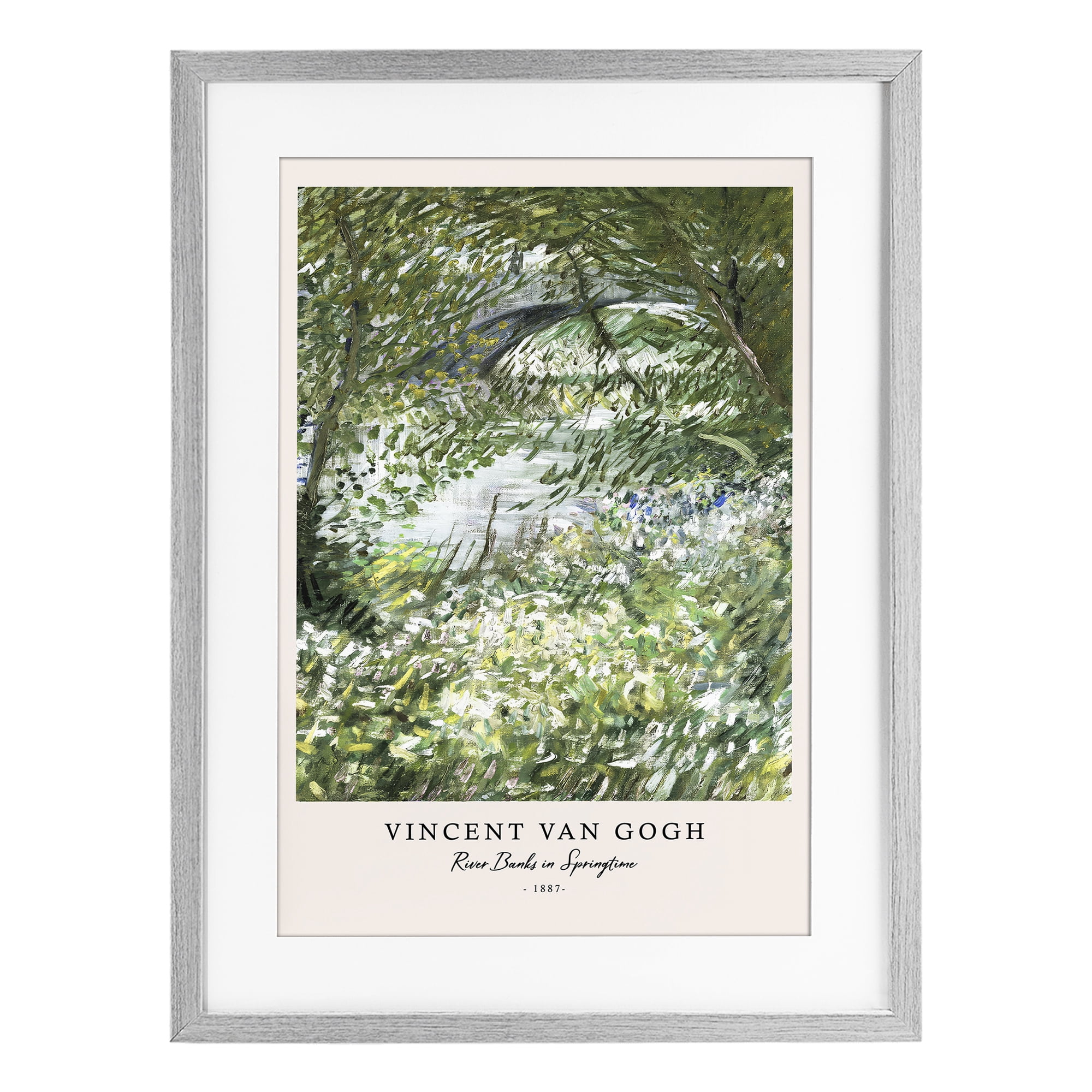 Stupell Industries Classic River Banks At Springtime Gray Framed Print Under Glass, design by Vintage Hustle