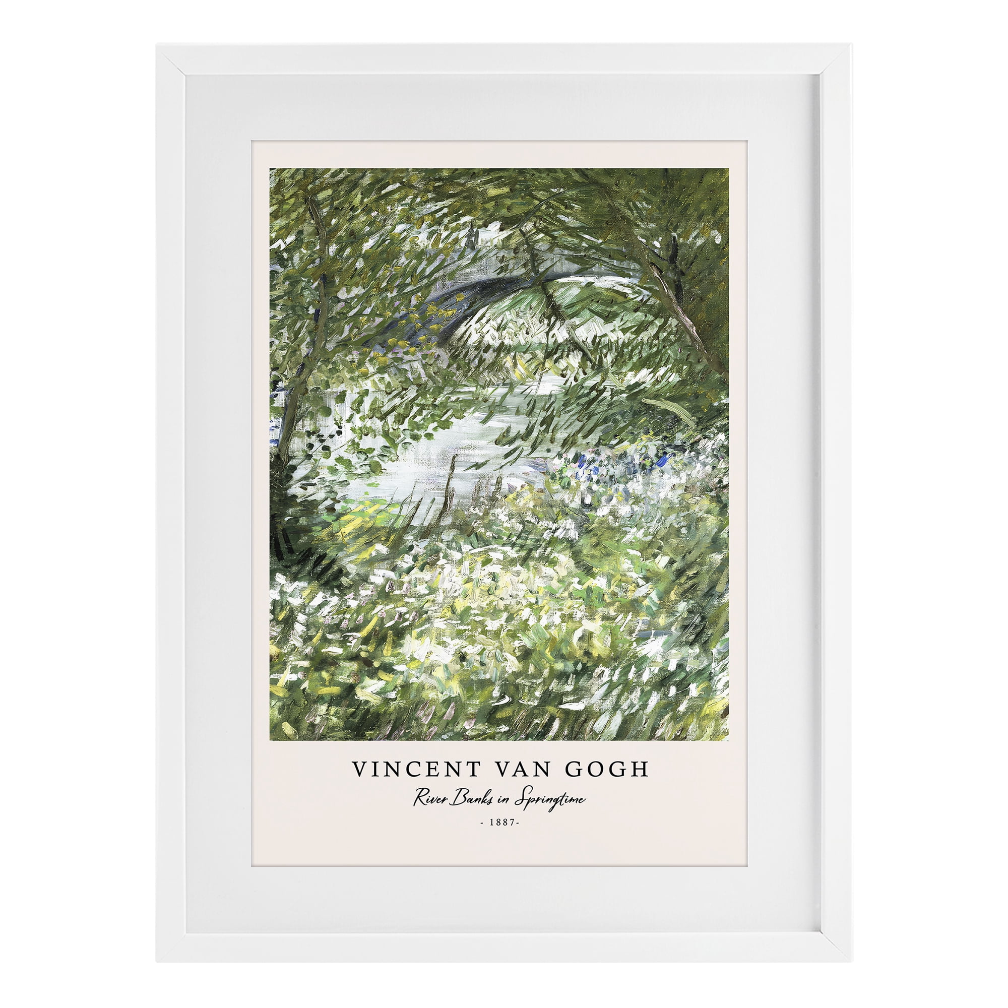 Stupell Industries Classic River Banks At Springtime White Framed Print Under Glass, design by Vintage Hustle