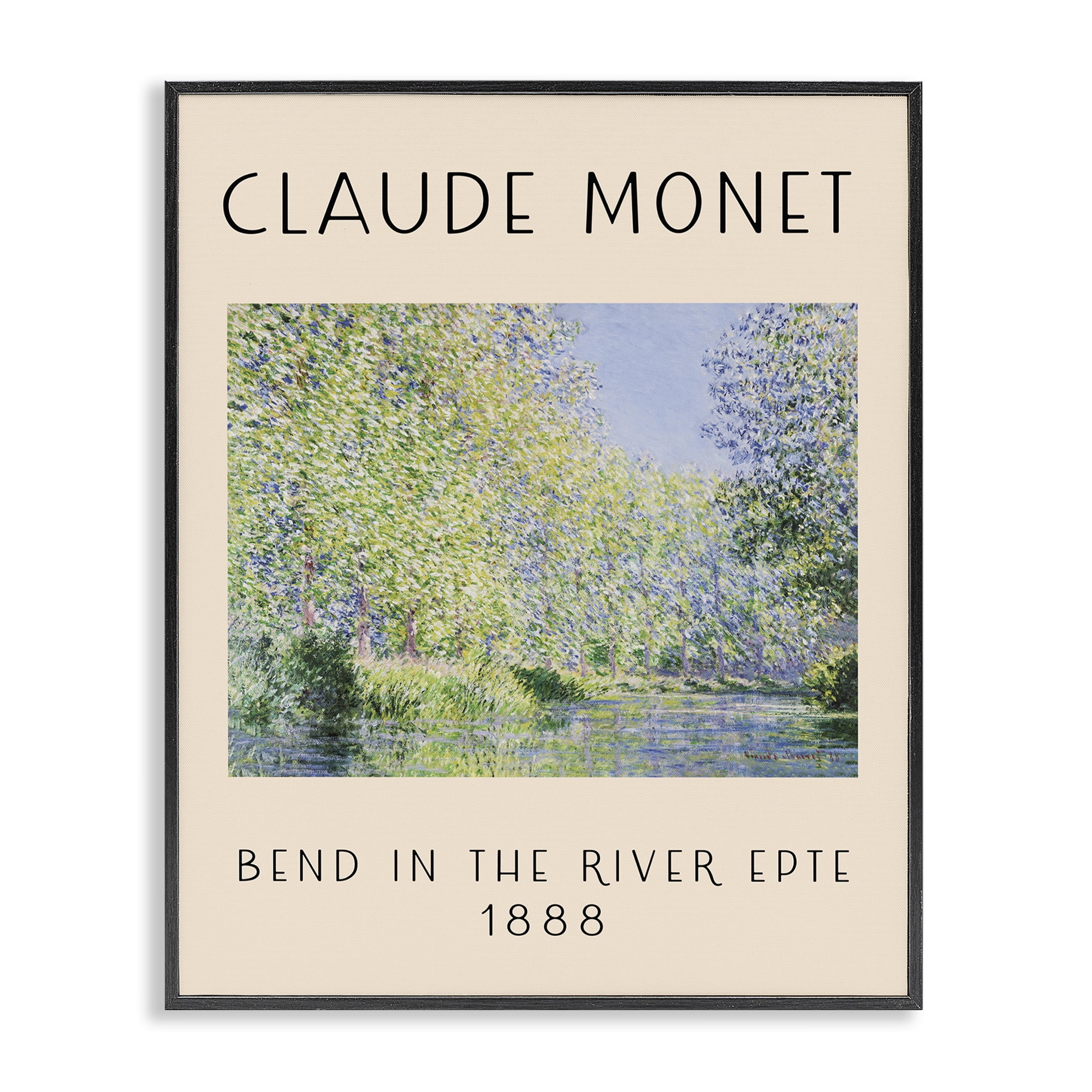 Stupell Industries Classic River Bend Monet Landscape & Nature Painting Black Framed Art Print Wall Art, 16 x 20