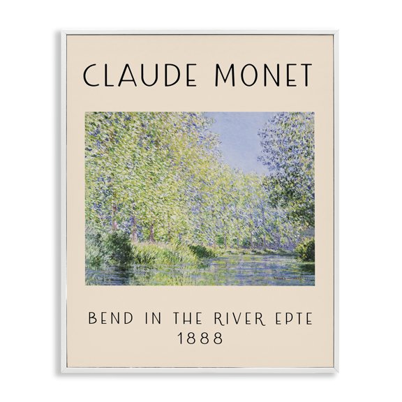 Stupell Industries Classic River Bend Monet Landscape & Nature Painting White Framed Art Print Wall Art, 11 x 14