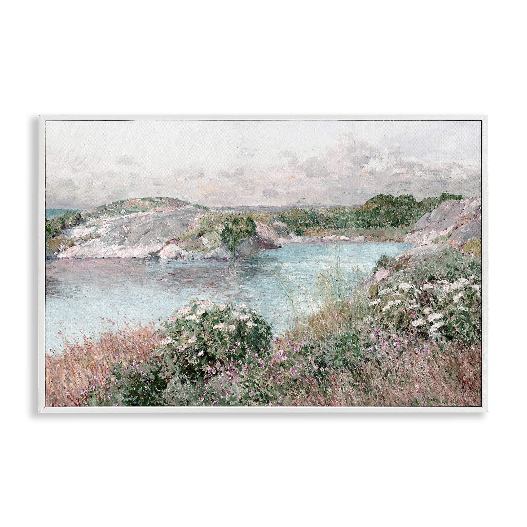 Stupell Industries Classic Riverbank Landscape Landscape & Nature Painting White Framed Art Print Wall Art, 18 x 12