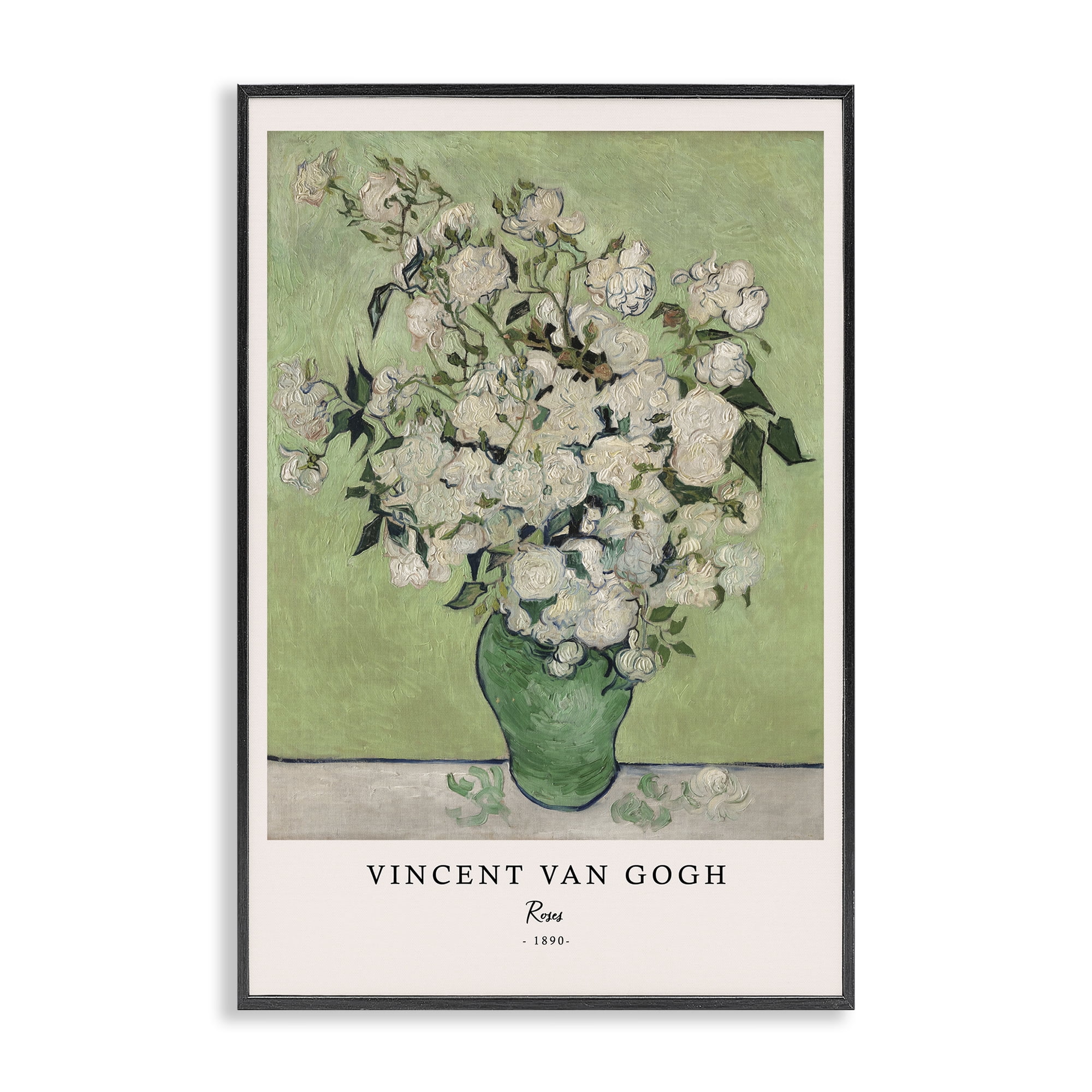 Stupell Industries Classic Roses Van Gogh Black Framed Giclee Art, design by Vintage Hustle