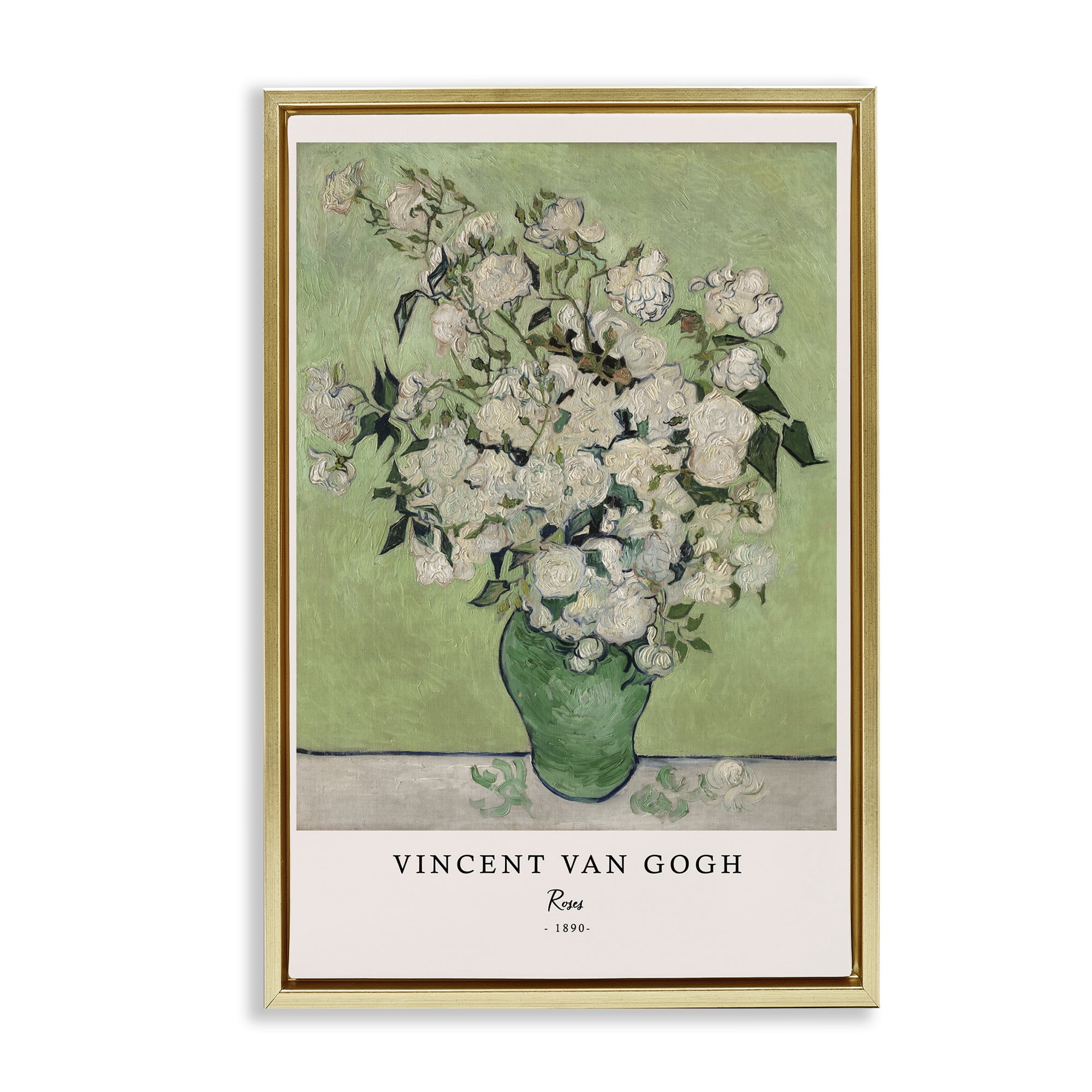 Stupell Industries Classic Roses Van Gogh Gold Framed Floater Canvas Wall Art, design by Vintage Hustle