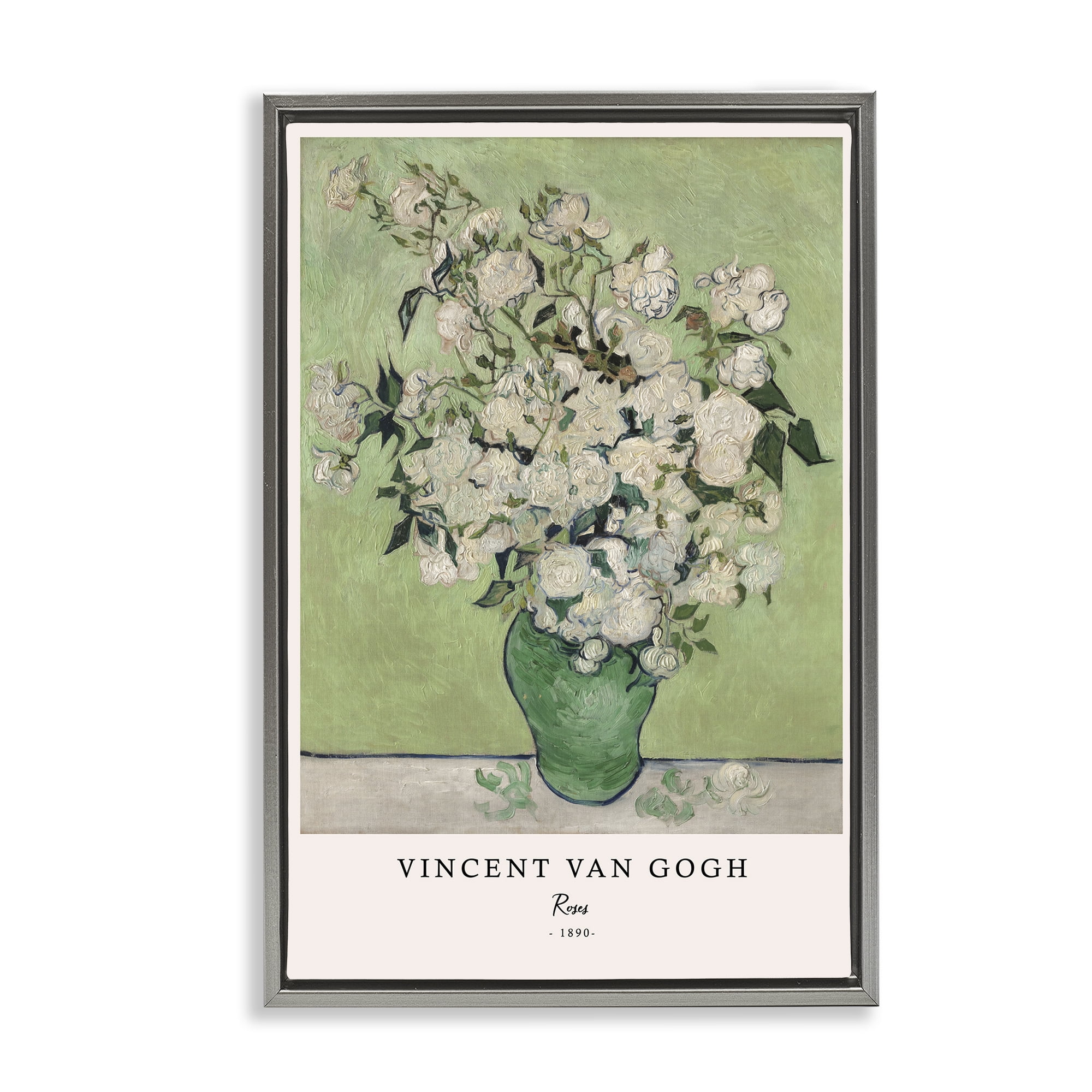 Stupell Industries Classic Roses Van Gogh Gray Framed Floater Canvas Wall Art, design by Vintage Hustle