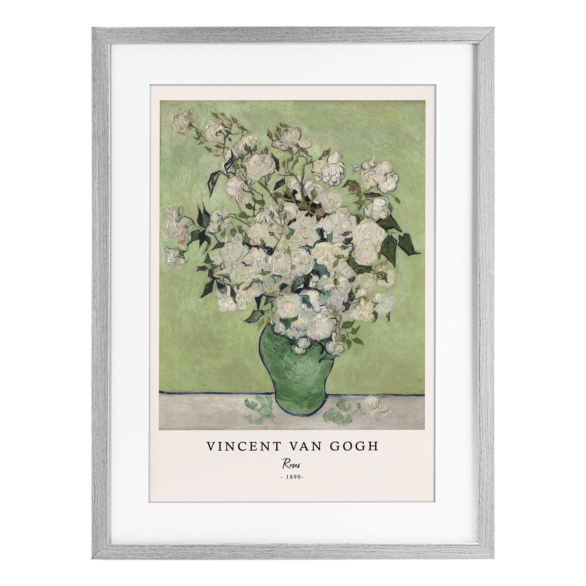 Stupell Industries Classic Roses Van Gogh Gray Framed Print Under Glass, design by Vintage Hustle