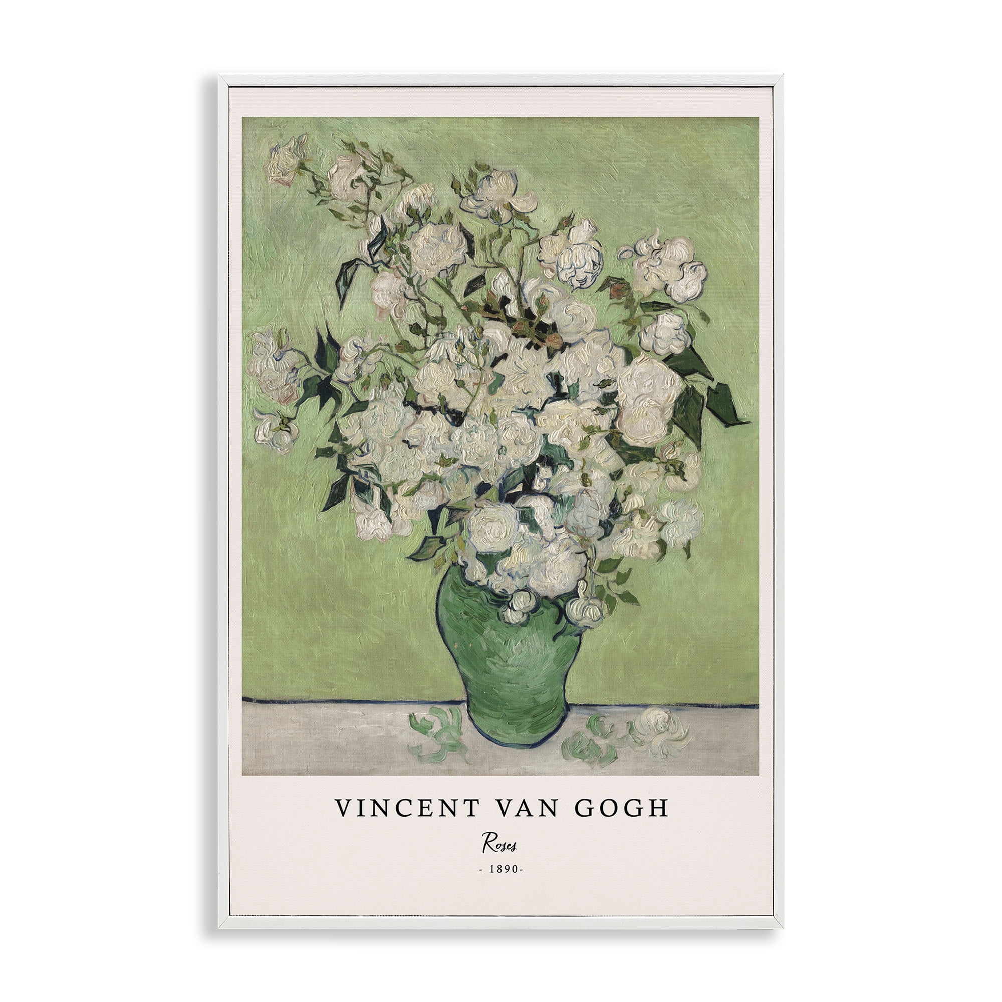 Stupell Industries Classic Roses Van Gogh White Framed Giclee Art, design by Vintage Hustle