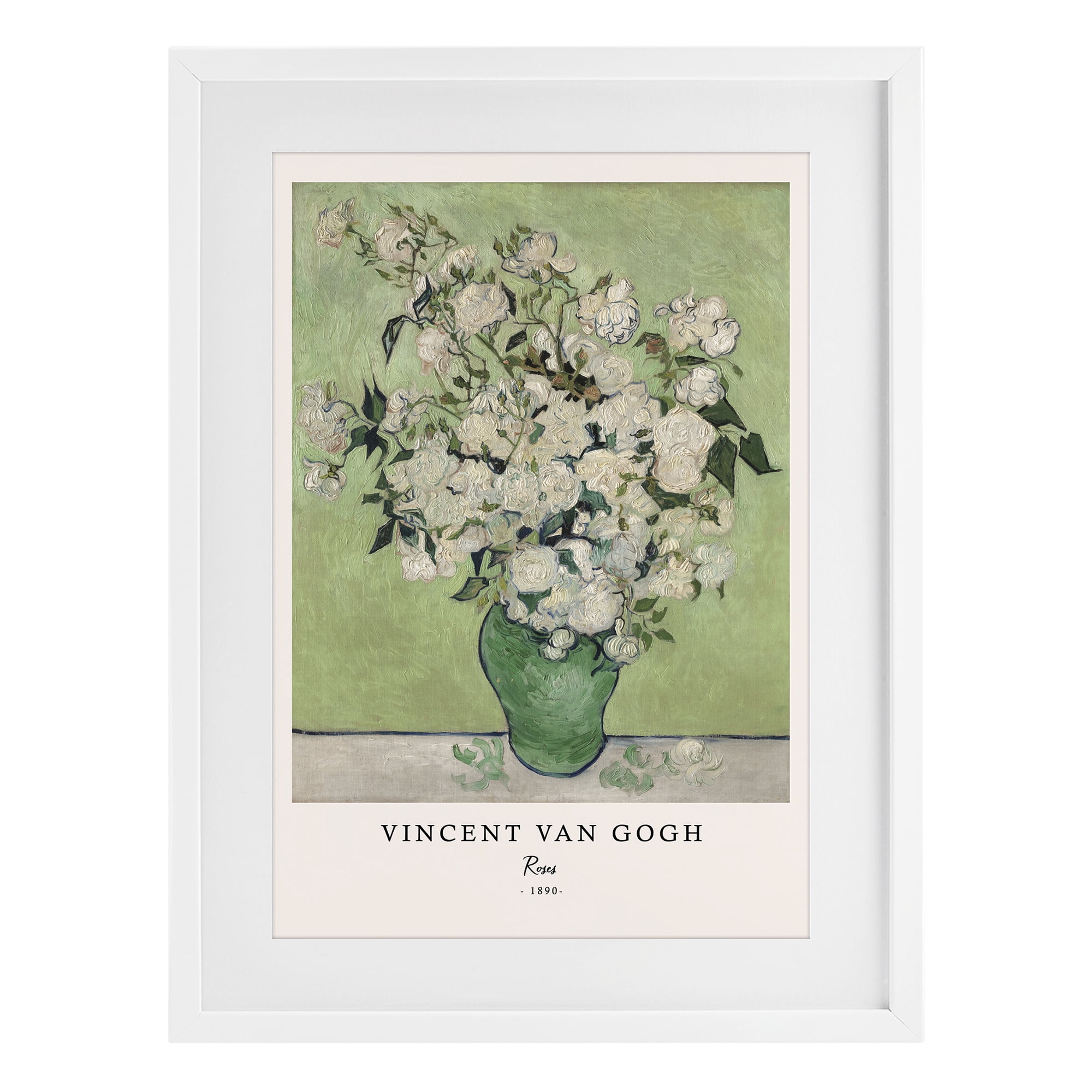 Stupell Industries Classic Roses Van Gogh White Framed Print Under Glass, design by Vintage Hustle