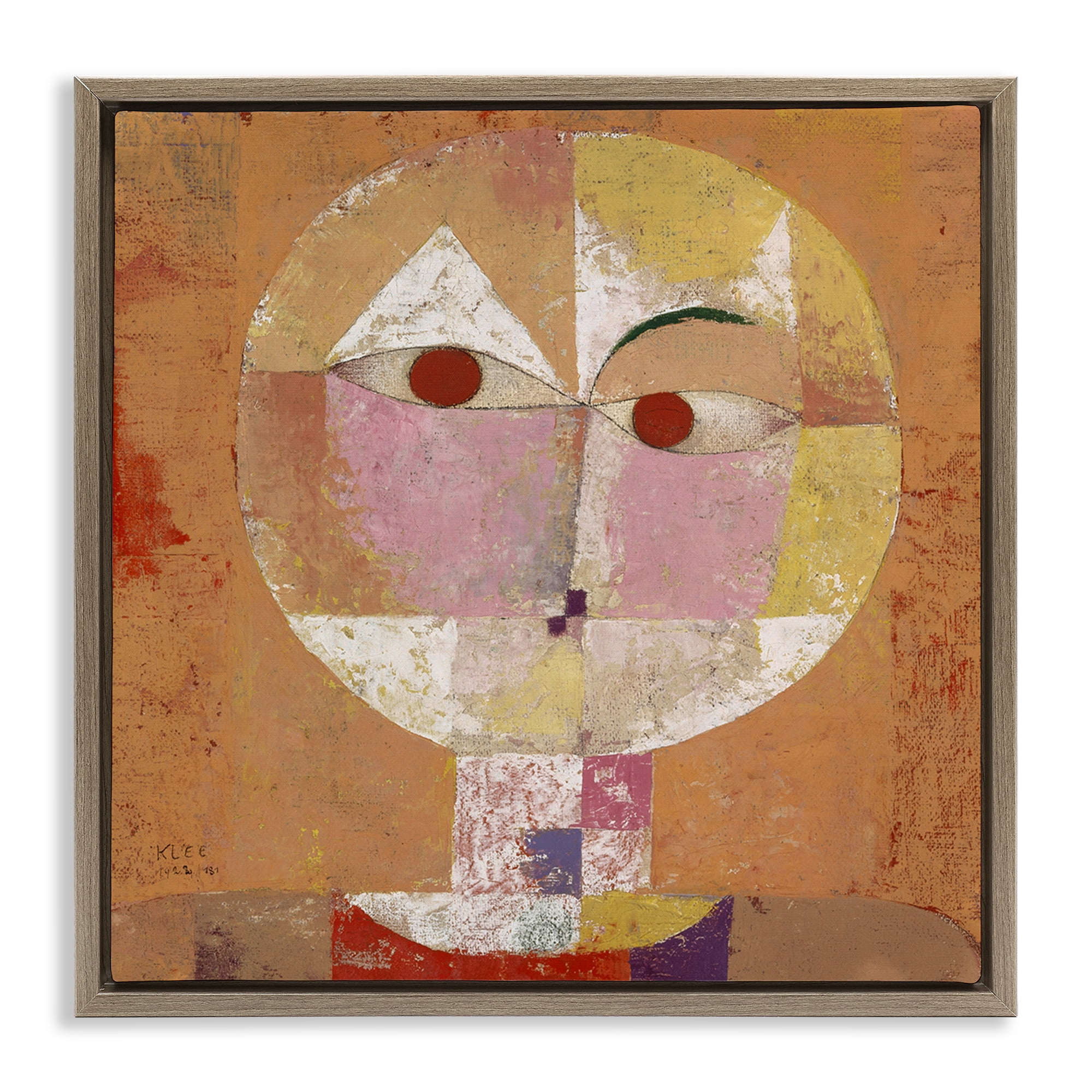 Stupell Industries Classic Senecio Paul Klee Abstract Painting Brown Floater Framed Canvas Art Print Wall Art, 18 x 18