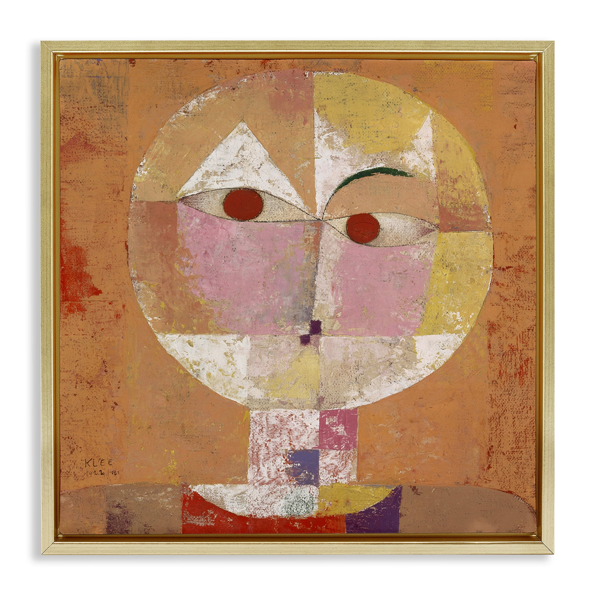 Stupell Industries Classic Senecio Paul Klee Abstract Painting Gold Floater Framed Canvas Art Print Wall Art, 25 x 25