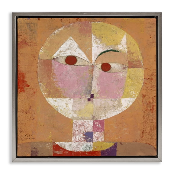 Stupell Industries Classic Senecio Paul Klee Abstract Painting Gray Floater Framed Canvas Art Print Wall Art, 25 x 25