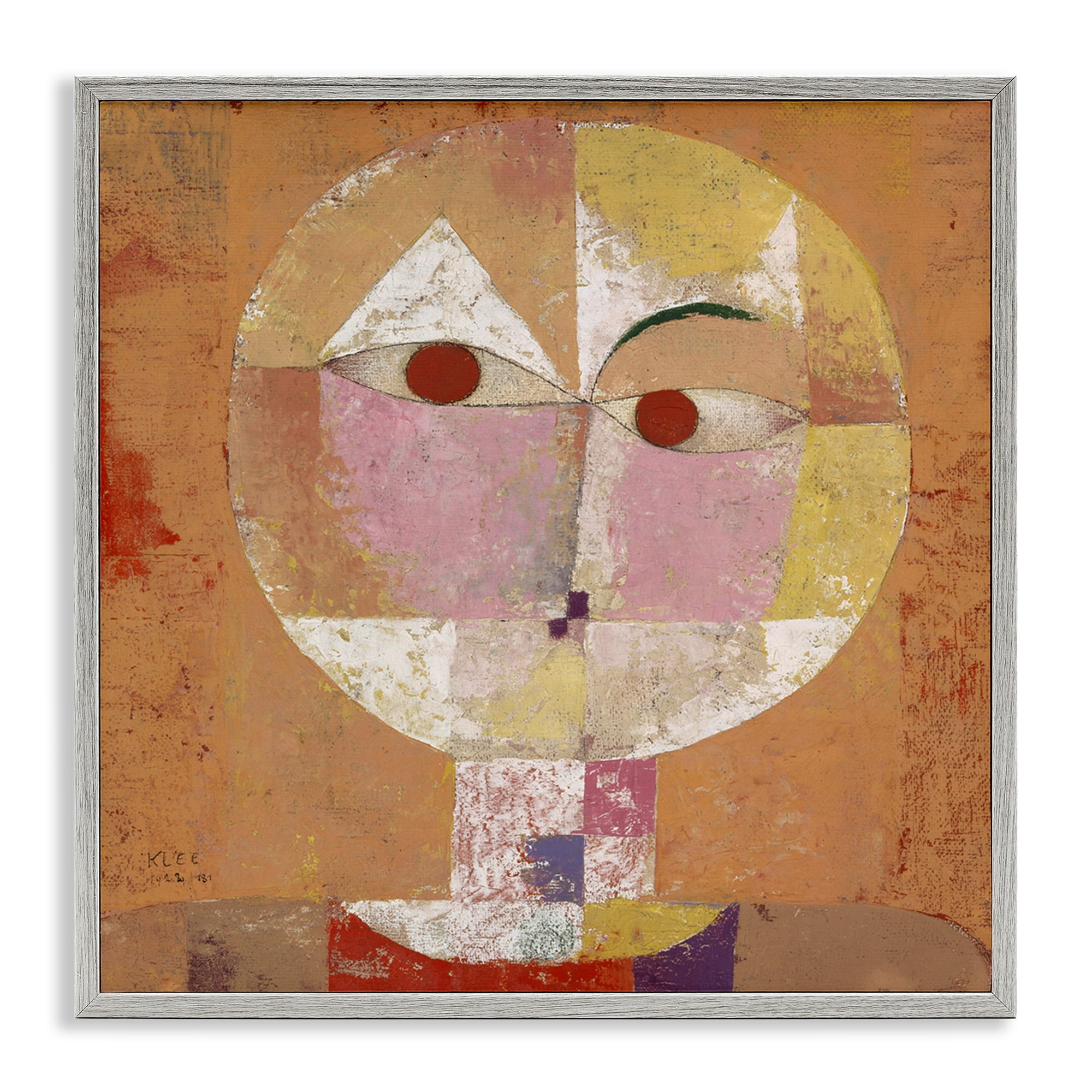 Stupell Industries Classic Senecio Paul Klee Abstract Painting Gray Framed Art Print Wall Art, 17 x 17