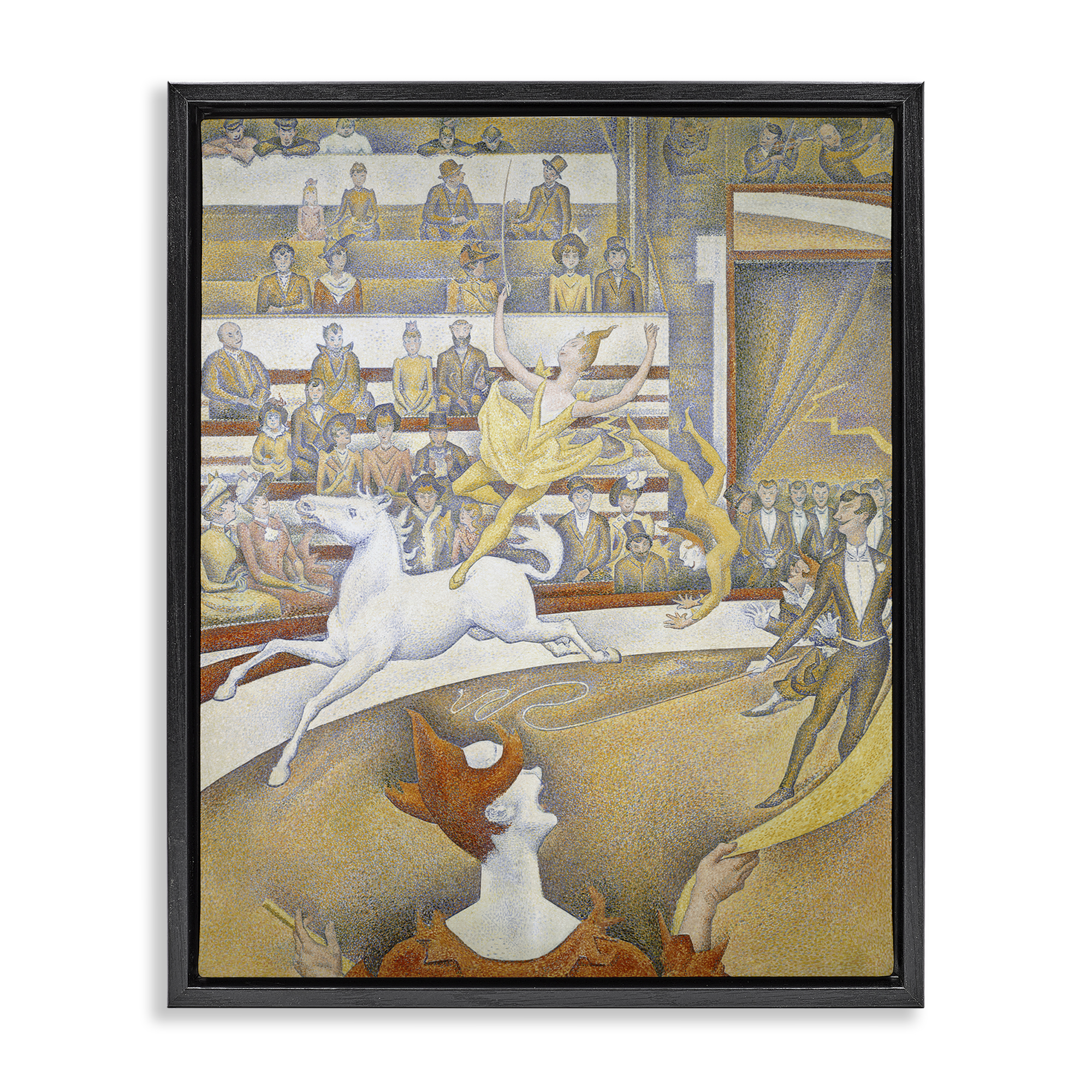 Stupell Industries Classic Seurat Circus People Painting Black Floater Framed Canvas Art Print Wall Art, 17 x 21