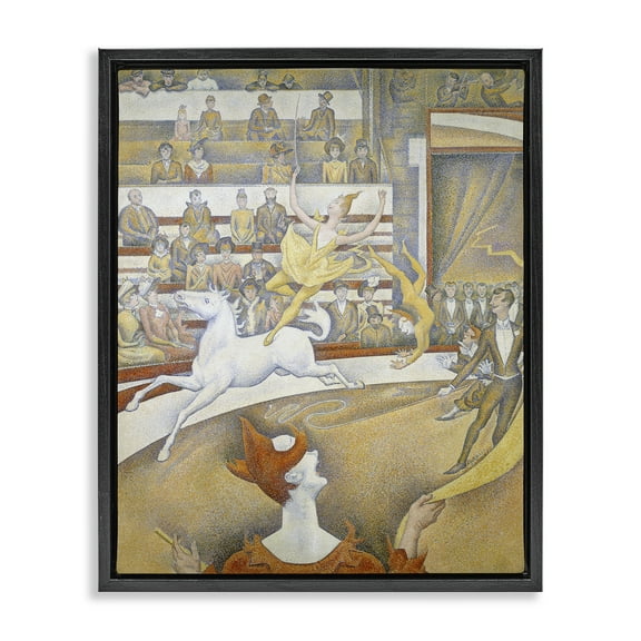 Stupell Industries Classic Seurat Circus People Painting Black Floater Framed Canvas Art Print Wall Art, 17 x 21