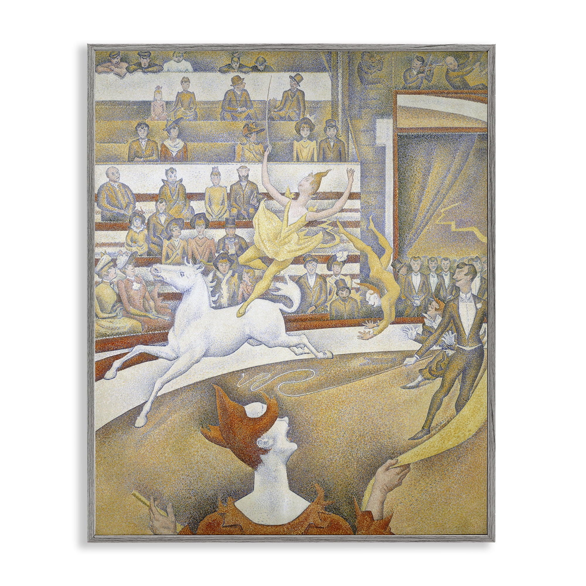 Stupell Industries Classic Seurat Circus People Painting Gray Framed Art Print Wall Art, 11 x 14