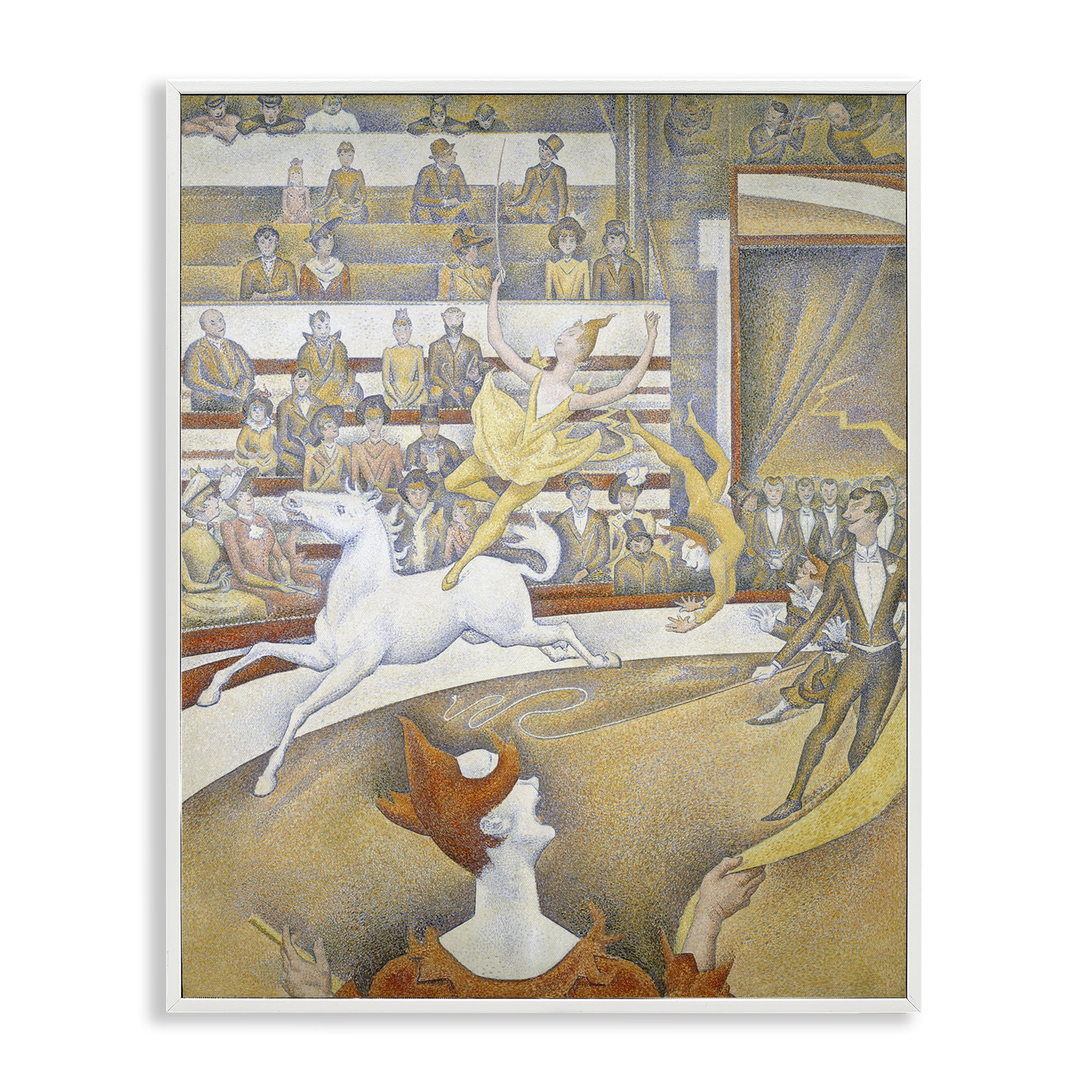 Stupell Industries Classic Seurat Circus People Painting White Framed Art Print Wall Art, 16 x 20