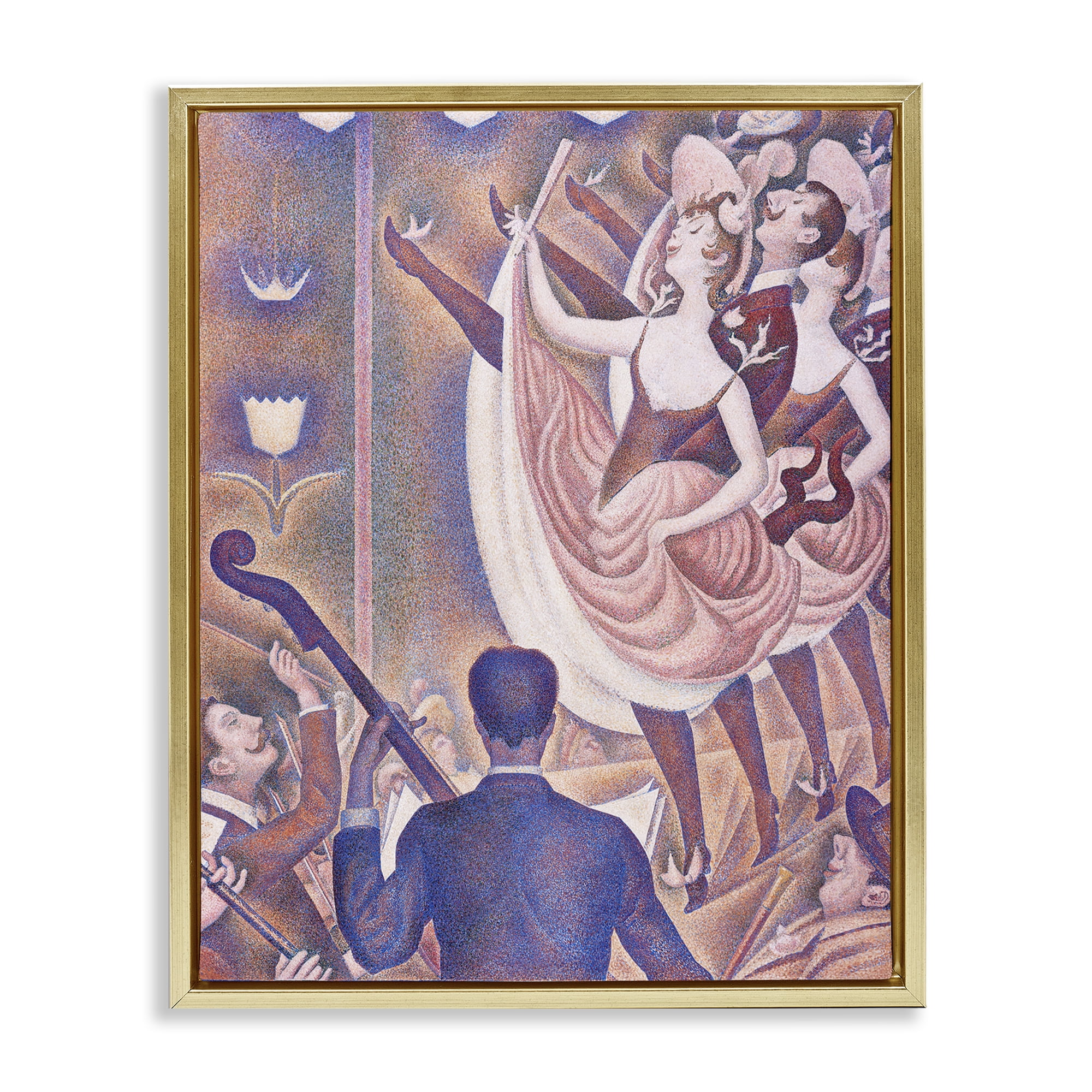 Stupell Industries Classic Seurat Dancers People Painting Gold Floater Framed Canvas Art Print Wall Art, 17 x 21