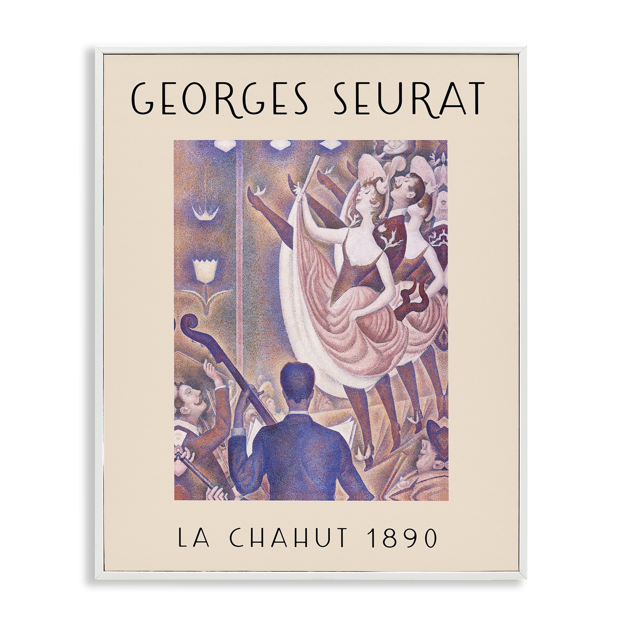Stupell Industries Classic Seurat Poster People Painting White Framed Art Print Wall Art, 16 x 20
