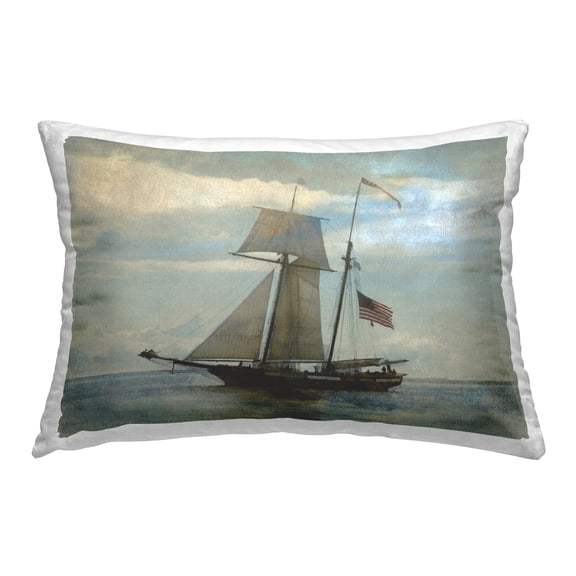 Stupell Industries Classic Ship with Flag Decorative Printed Throw Pillow Design by Graffi*tee Studios.