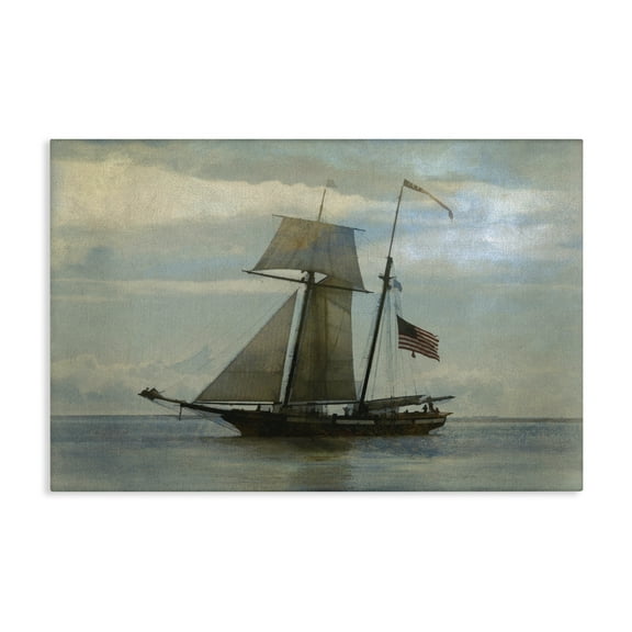 Stupell Industries Classic Ship with Flag Transportation Painting Wrapped Canvas Art Print Wall Art, 24 x 16