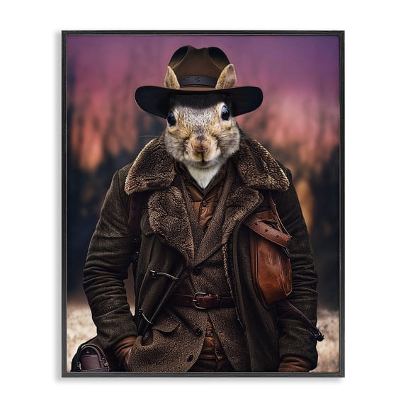 Stupell Industries Classic Squirrel Fashion Animals & Insects Painting Black Framed Art Print Wall Art, 24 x 30