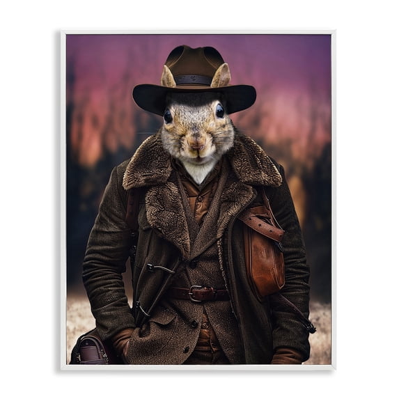 Stupell Industries Eclectic Classic Squirrel Fashion White Framed Giclee Art, 16 x 20, by Karen Burke