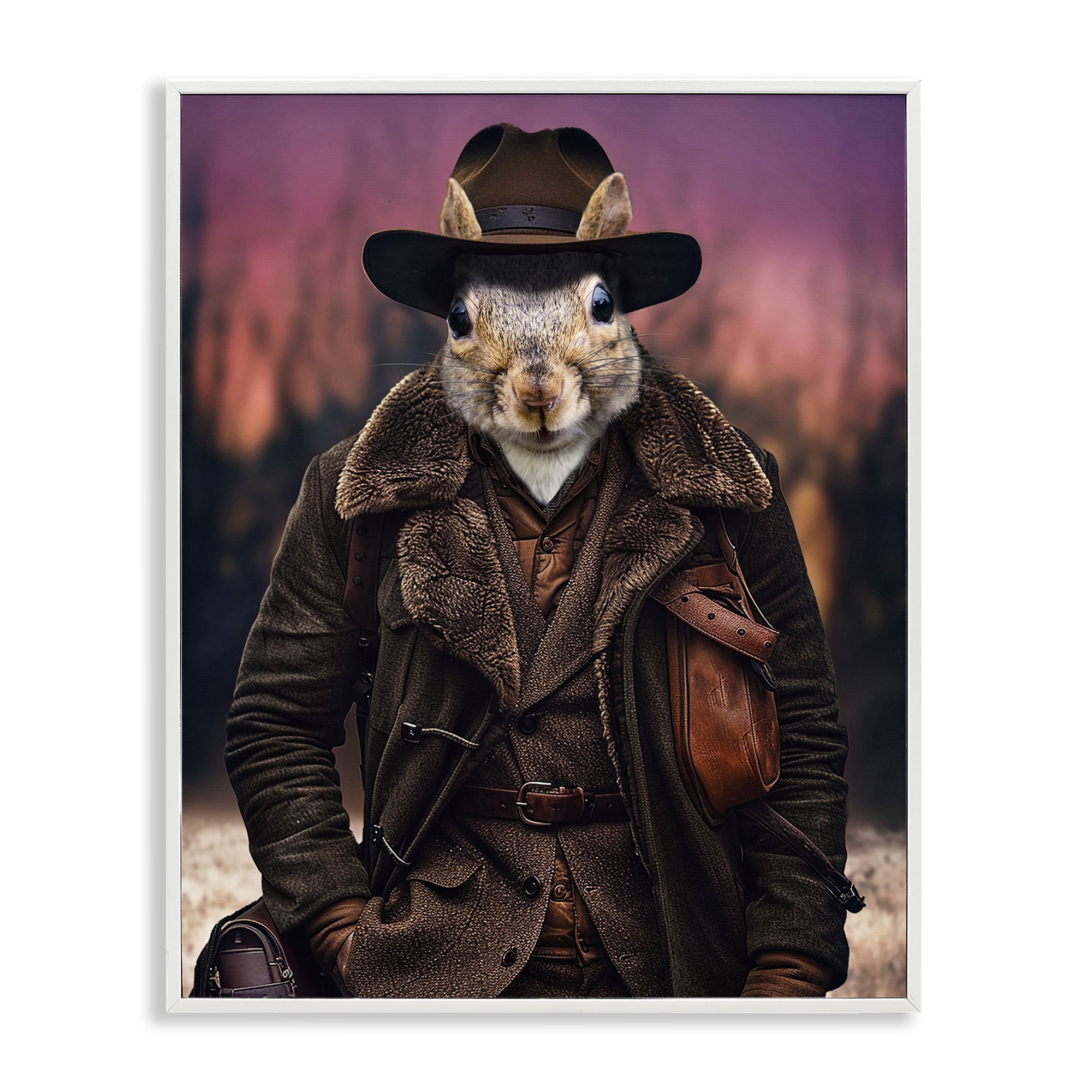 Stupell Industries Classic Squirrel Fashion Animals & Insects Painting White Framed Art Print Wall Art, 24 x 30