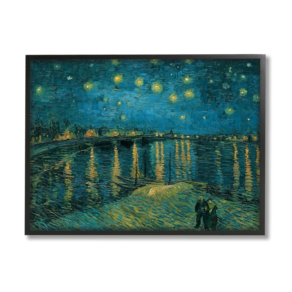 Stupell Industries Classic Starry Night Over the Rhone Van Gogh Painting Black Framed by Vincent Van Gogh