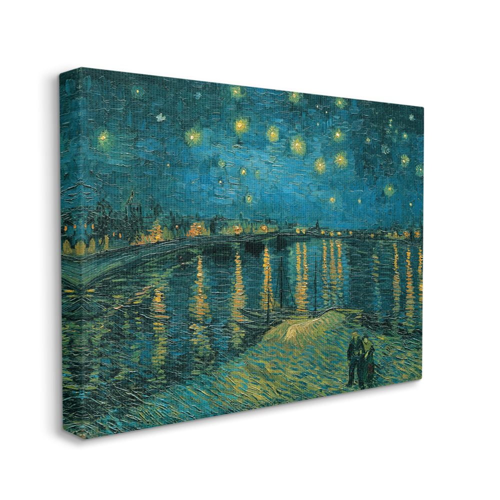 Starry Night Over the Rhone Blue Canvas Wall Art 36" x 48"